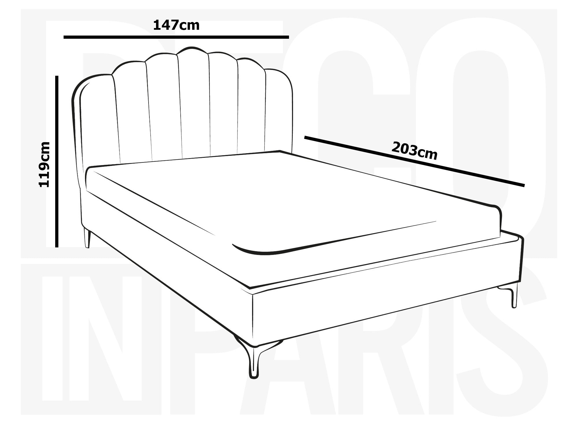Doppelbett aus beigem Samt 140x190 cm MARION