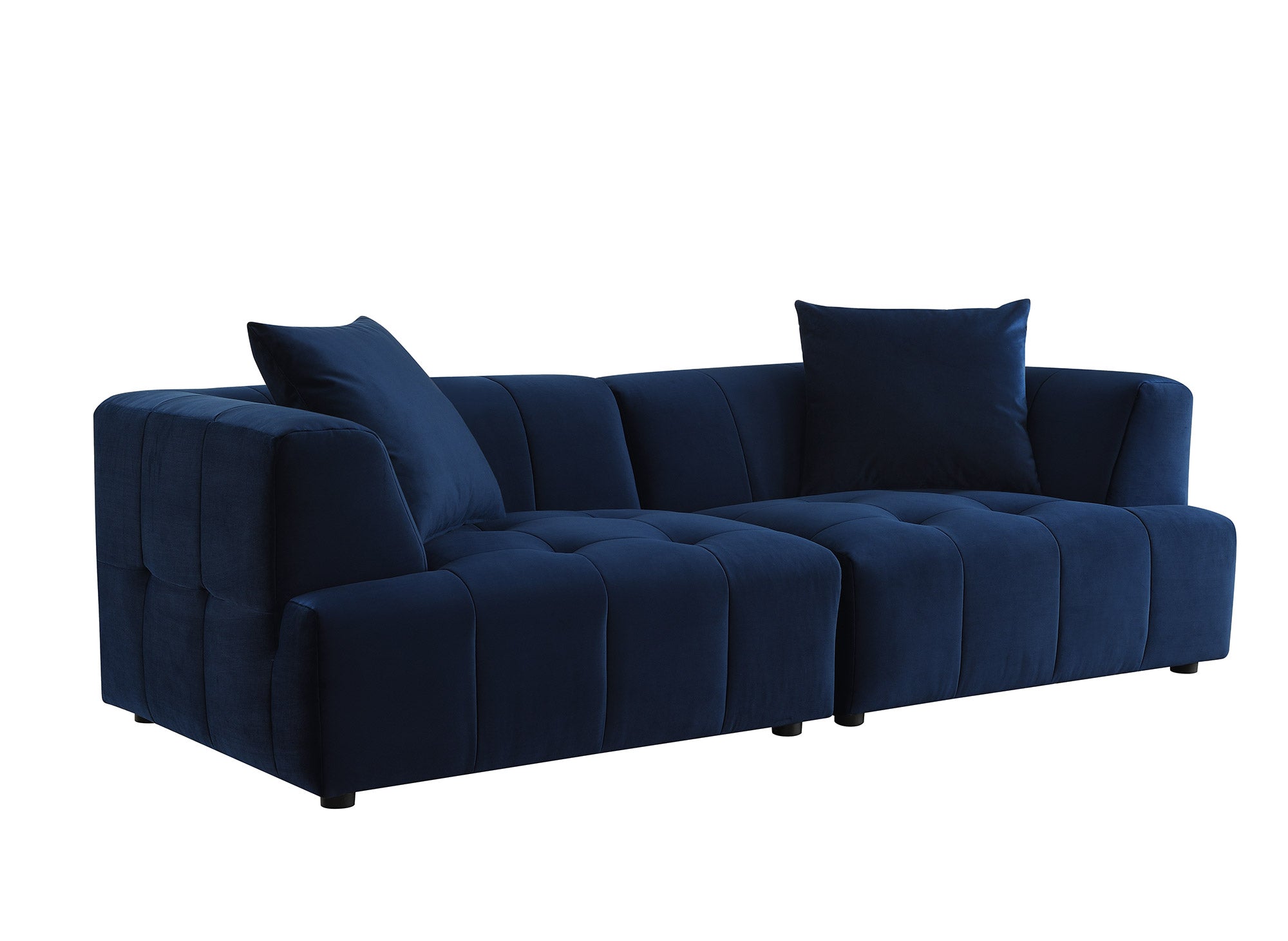 KELIA 3-Sitzer-Sofa, gerade, aus blauem Samt