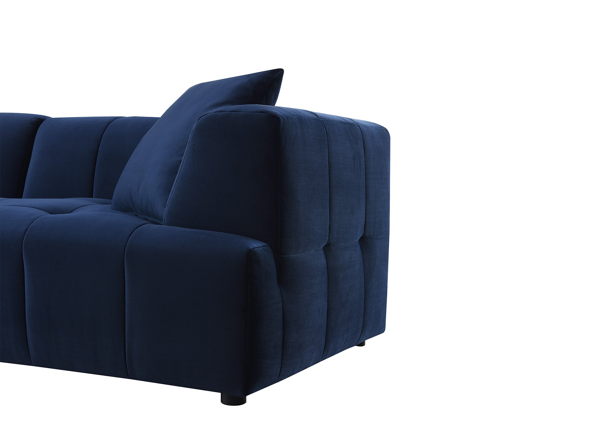 KELIA Ecksofa aus blauem Samt mit Chaiselongue - Linke Ecke