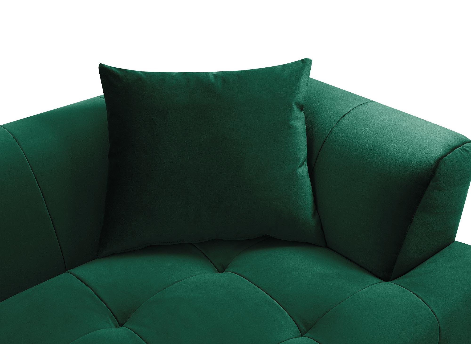 KELIA Ecksofa aus grünem Samt mit Chaiselongue - rechtwinklig