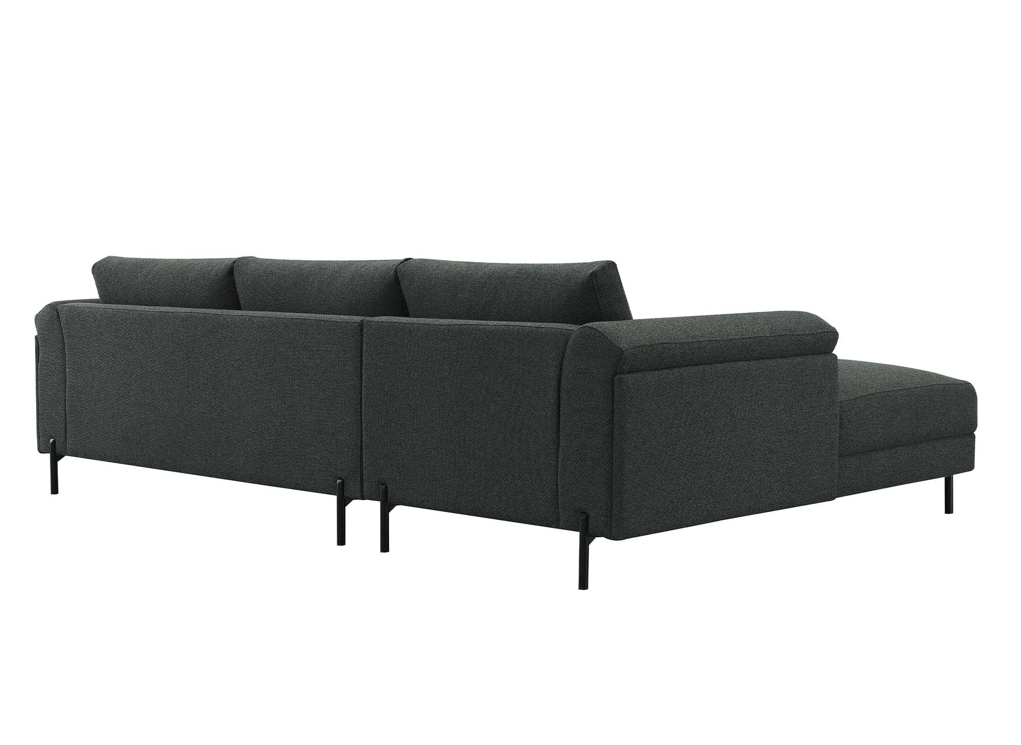 Ecksofa LEIA aus dunkelgrauem Stoff mit Chaiselongue - Linke Ecke