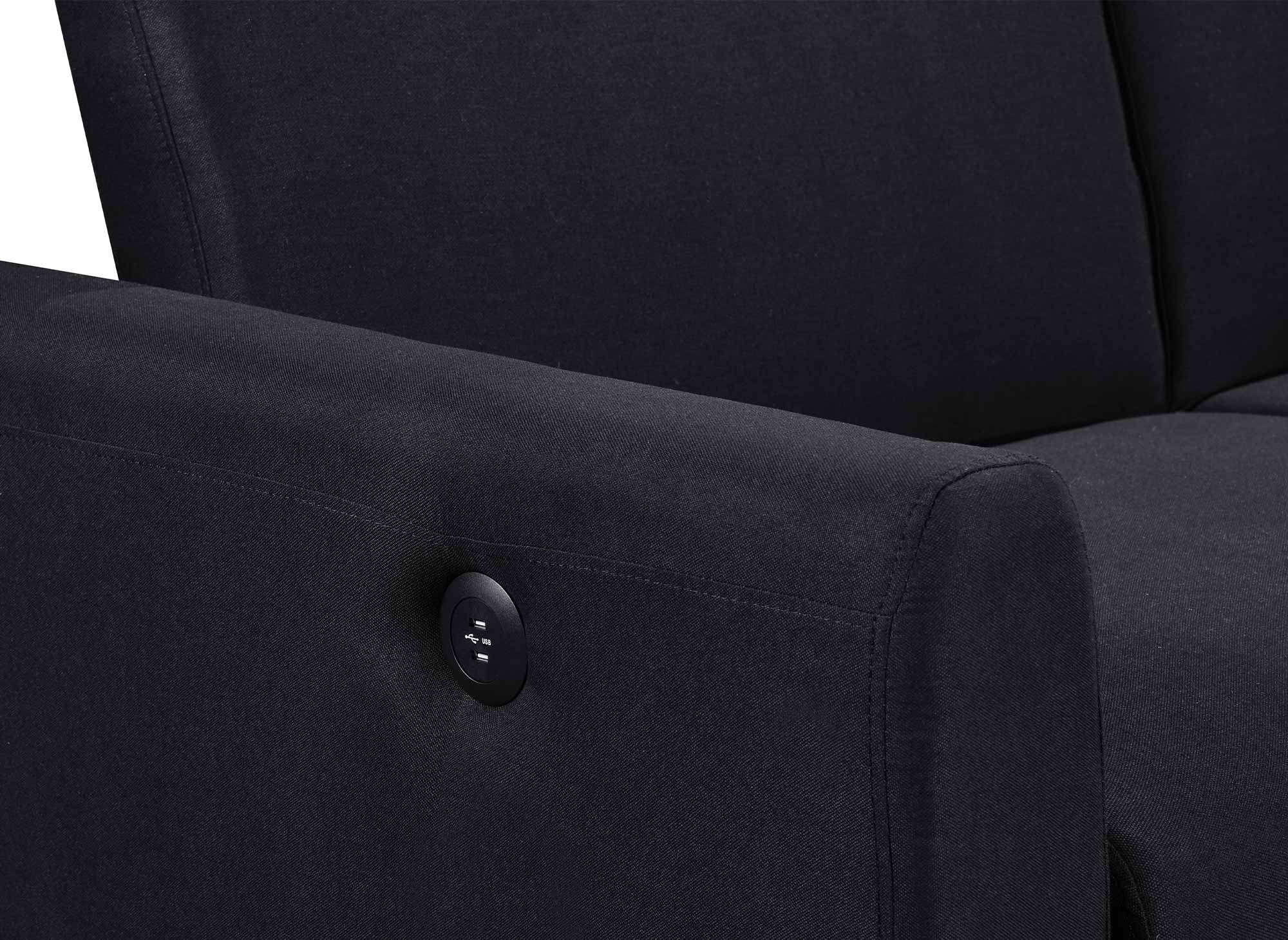 ROSS 3-Sitzer-Schlafsofa aus schwarzem Leinenstoff