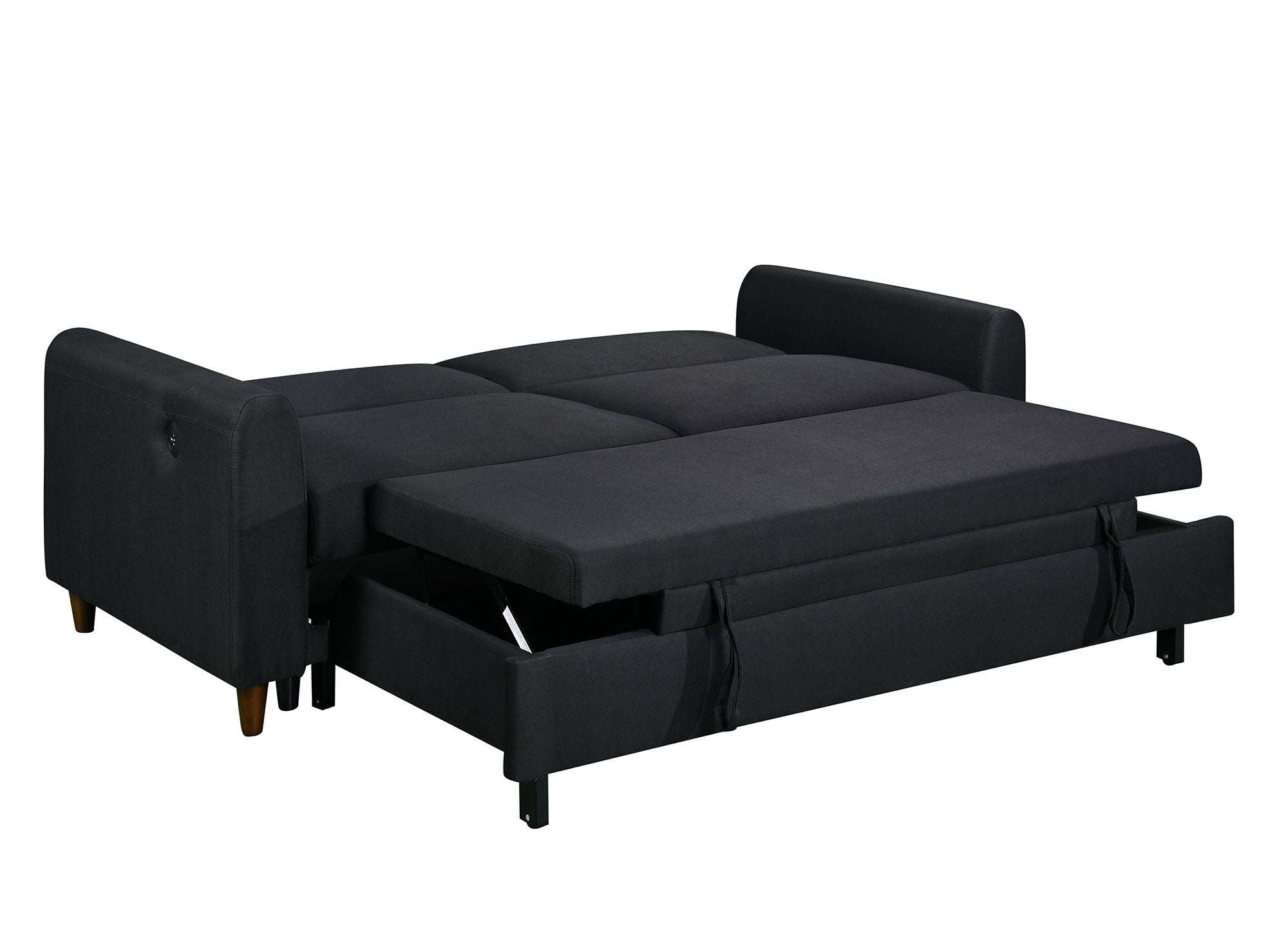 ROSS 3-Sitzer-Schlafsofa aus schwarzem Leinenstoff