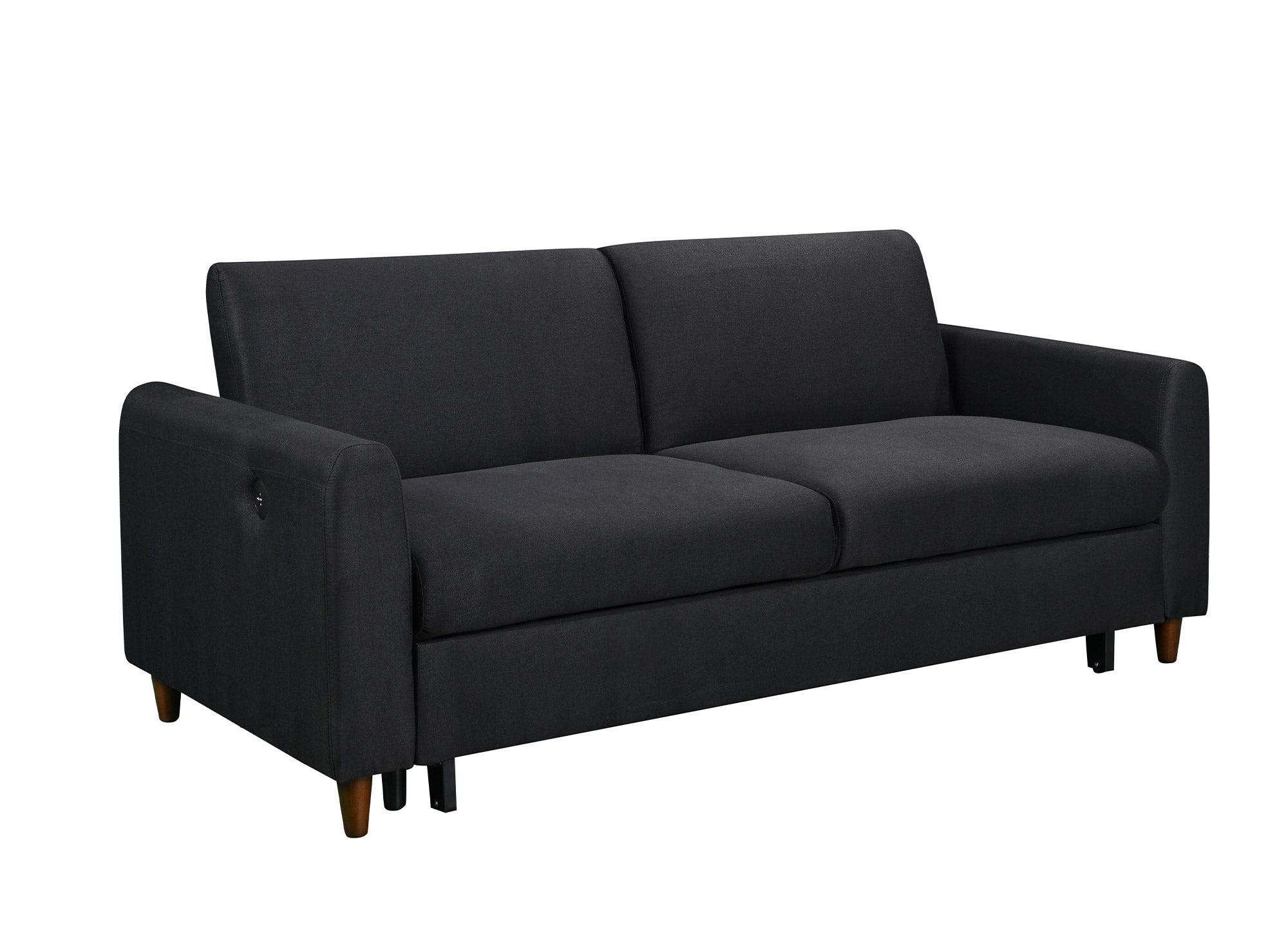 ROSS 3-Sitzer-Schlafsofa aus schwarzem Leinenstoff