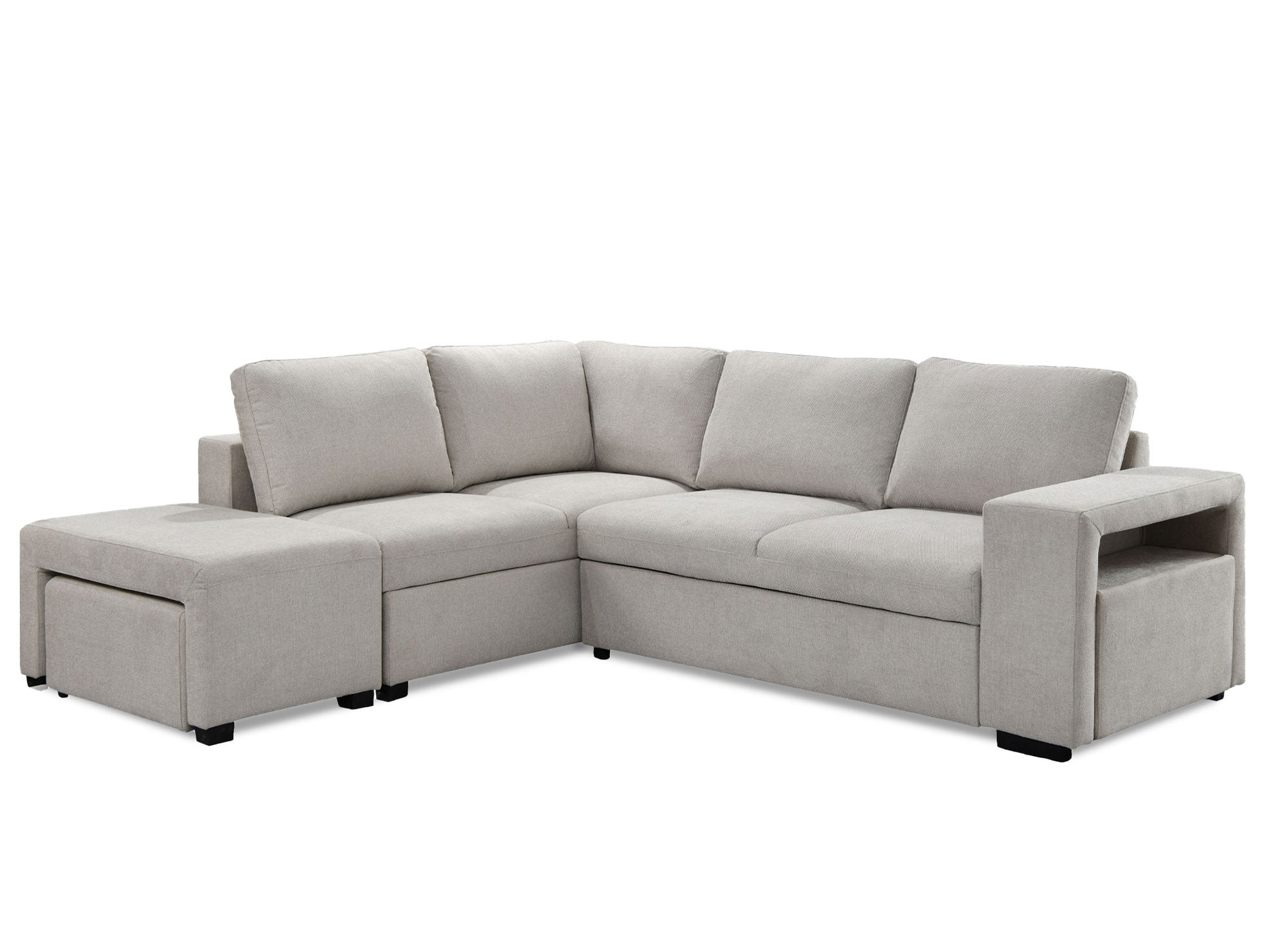 ALBAN Ecksofa aus beigefarbenem Stoff – Linke Ecke