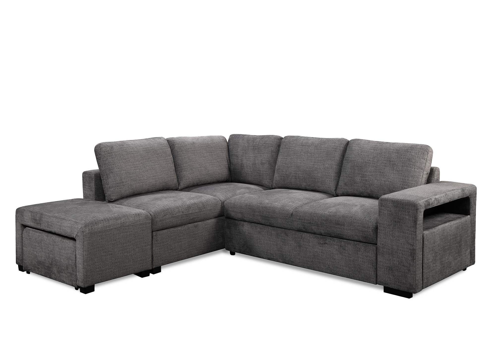 ALBAN Ecksofa aus dunkelgrauem Stoff – Linke Ecke