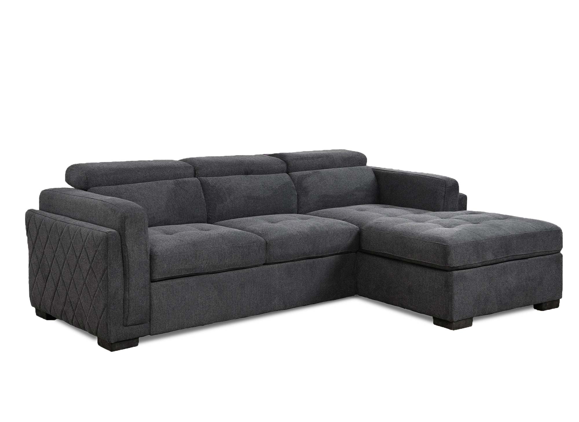 CHANDLER Ecksofa, Stoff, Dunkelgrau, rechtwinklig