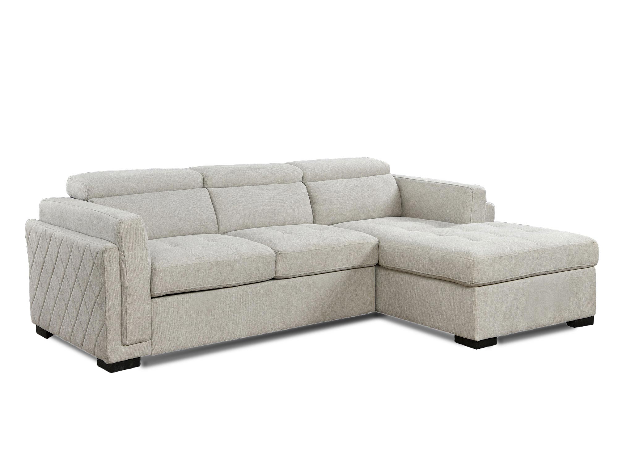 CHANDLER Ecksofa aus beigefarbenem Stoff – rechtwinklig