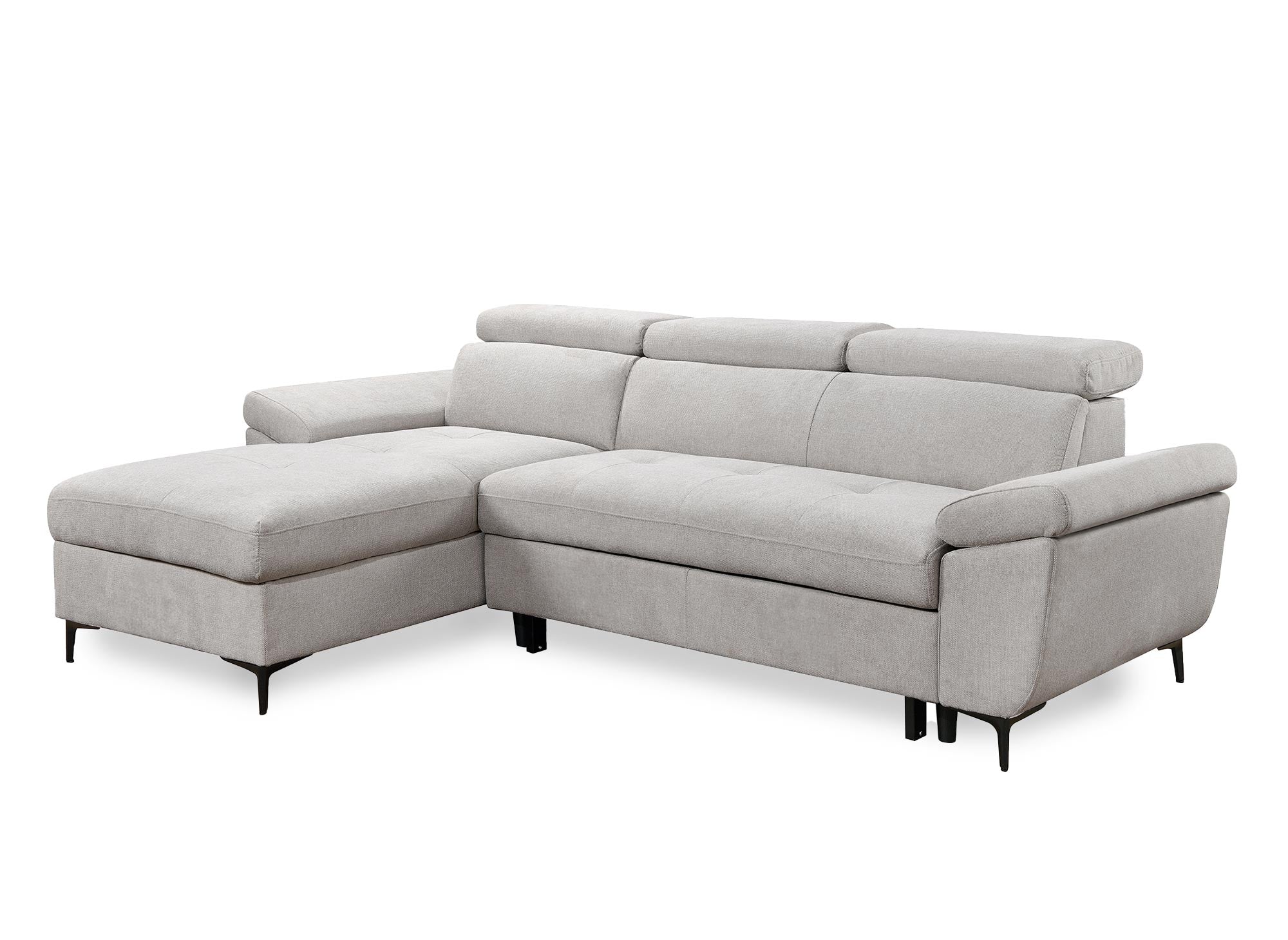 MONICA Ecksofa aus beigefarbenem Stoff – Linke Ecke