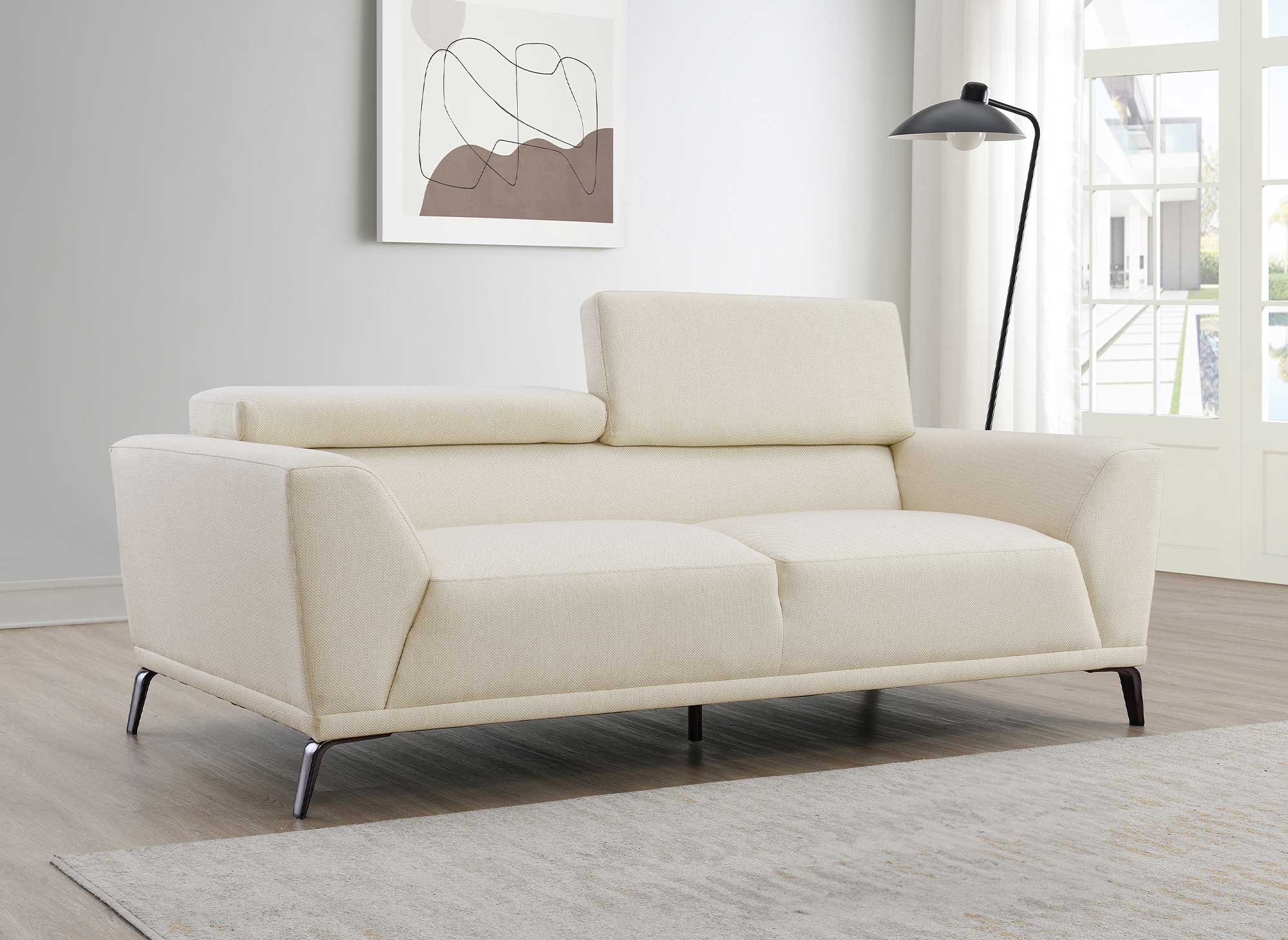 KALISTA modernes 3-Sitzer-Sofa aus beigefarbenem Stoff