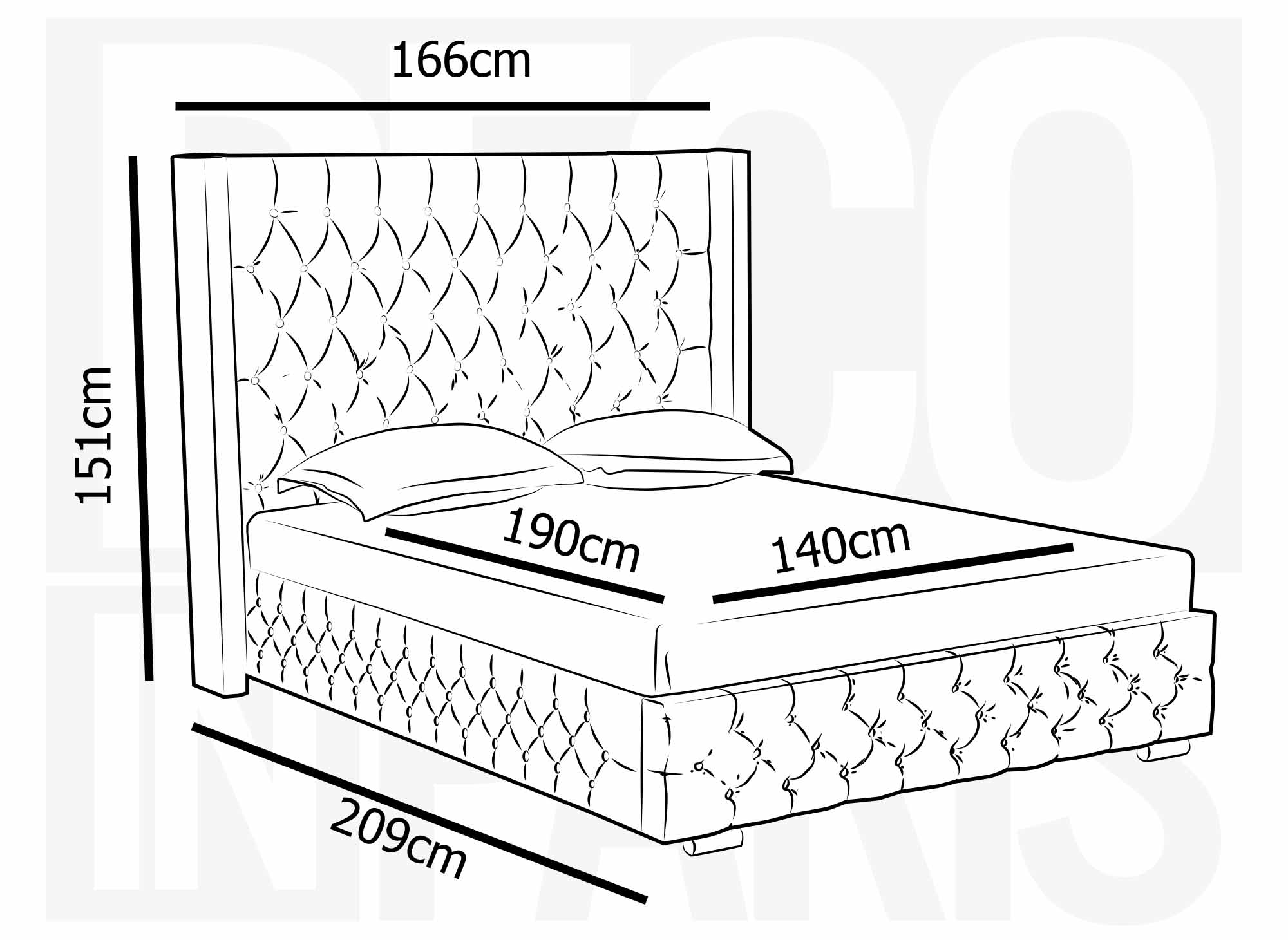 Beiges Samtbett mit Stauraum 140X190 cm PERLA