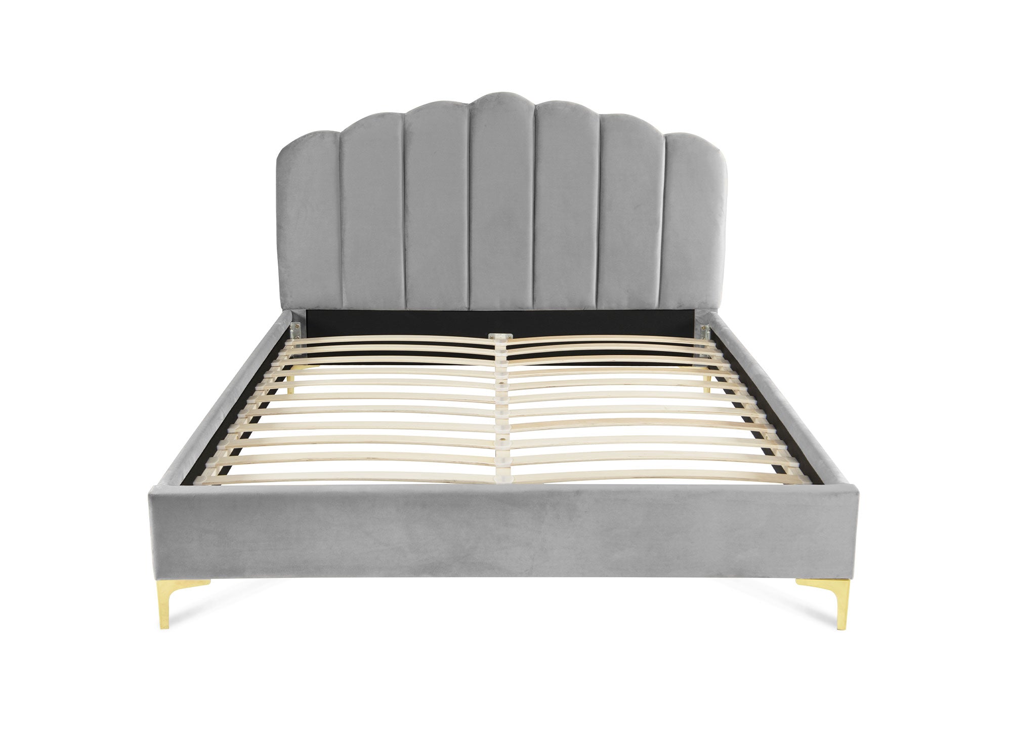 MARION Doppelbett aus grauem Samt 140x190 cm