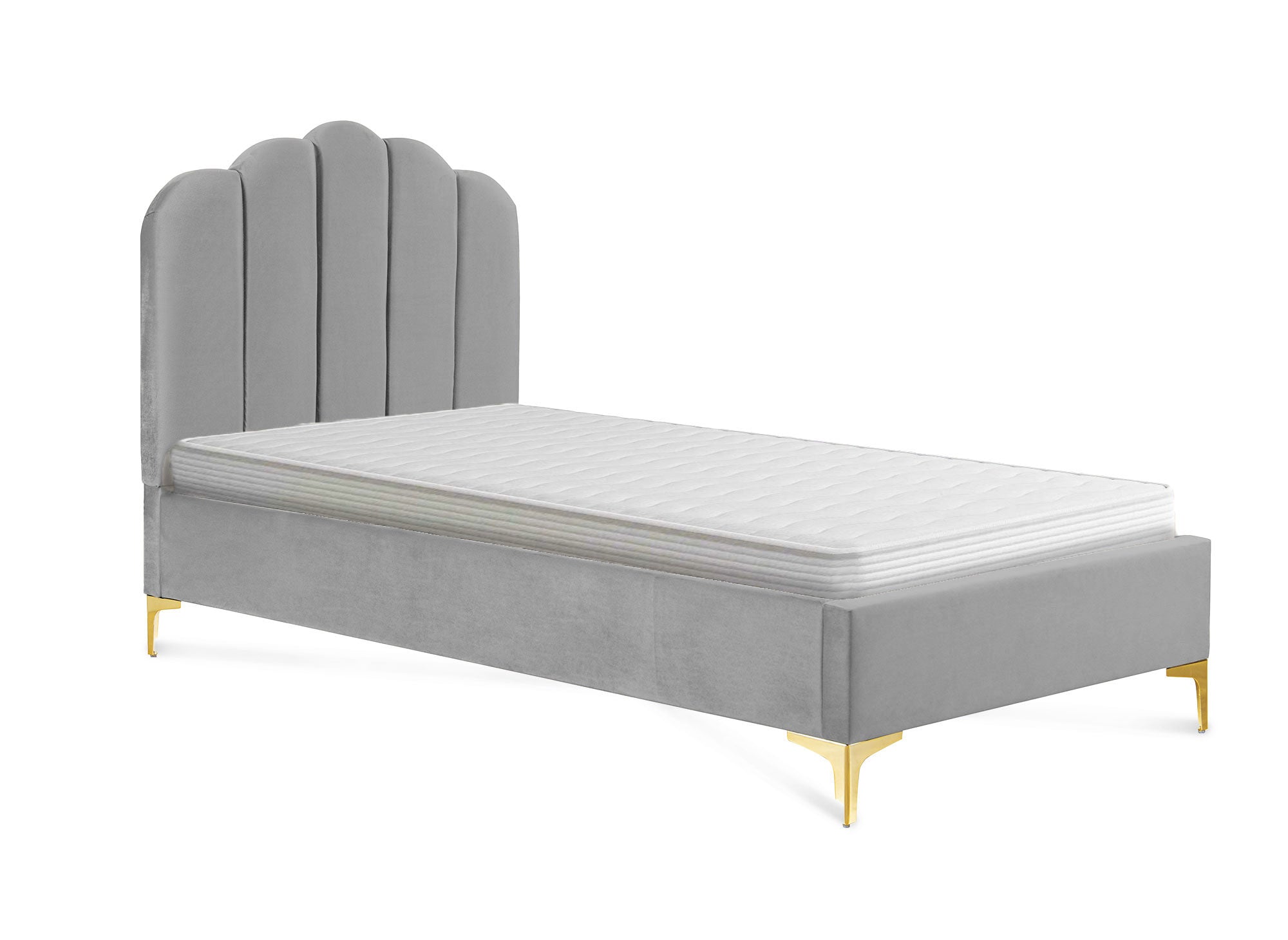 Einzelbett aus grauem Samt 90x190 cm MARION