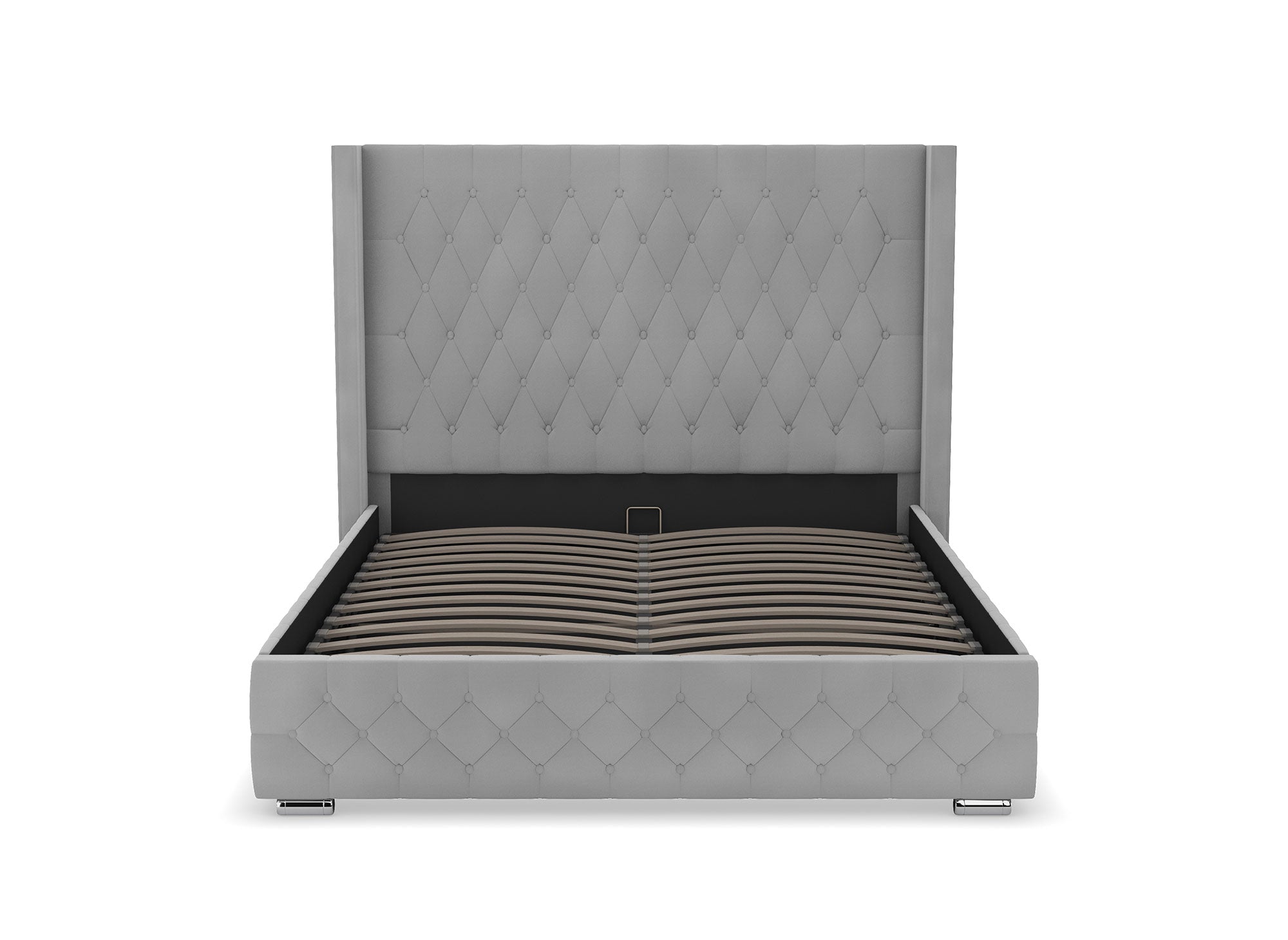 PERLA Bett mit Stauraum aus grauem Samt 160 x 200 cm