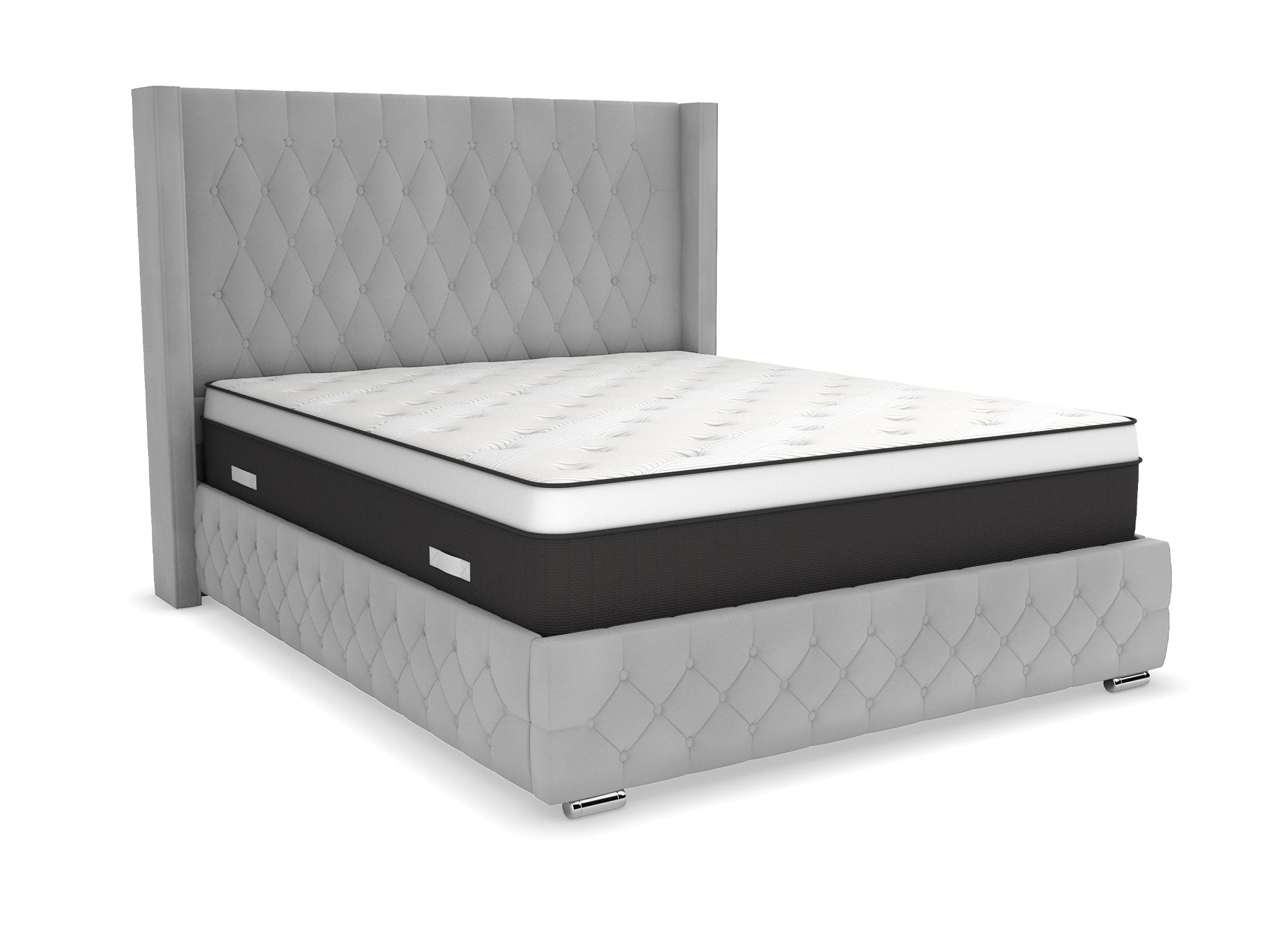 PERLA Bett mit Stauraum aus grauem Samt 160 x 200 cm