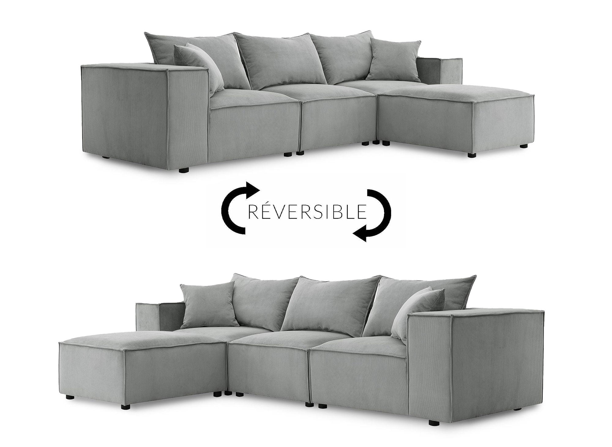 Modulares Ecksofa HARLEM aus grauem Cord