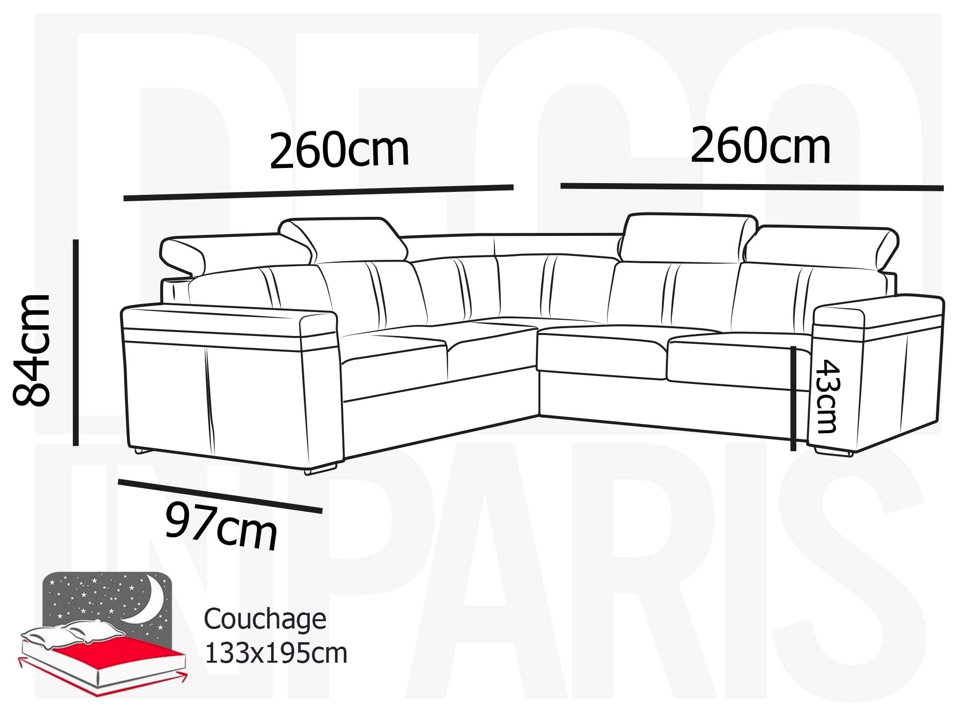 MERYL Ecksofa aus beigefarbenem Cord, umwandelbar und wendbar