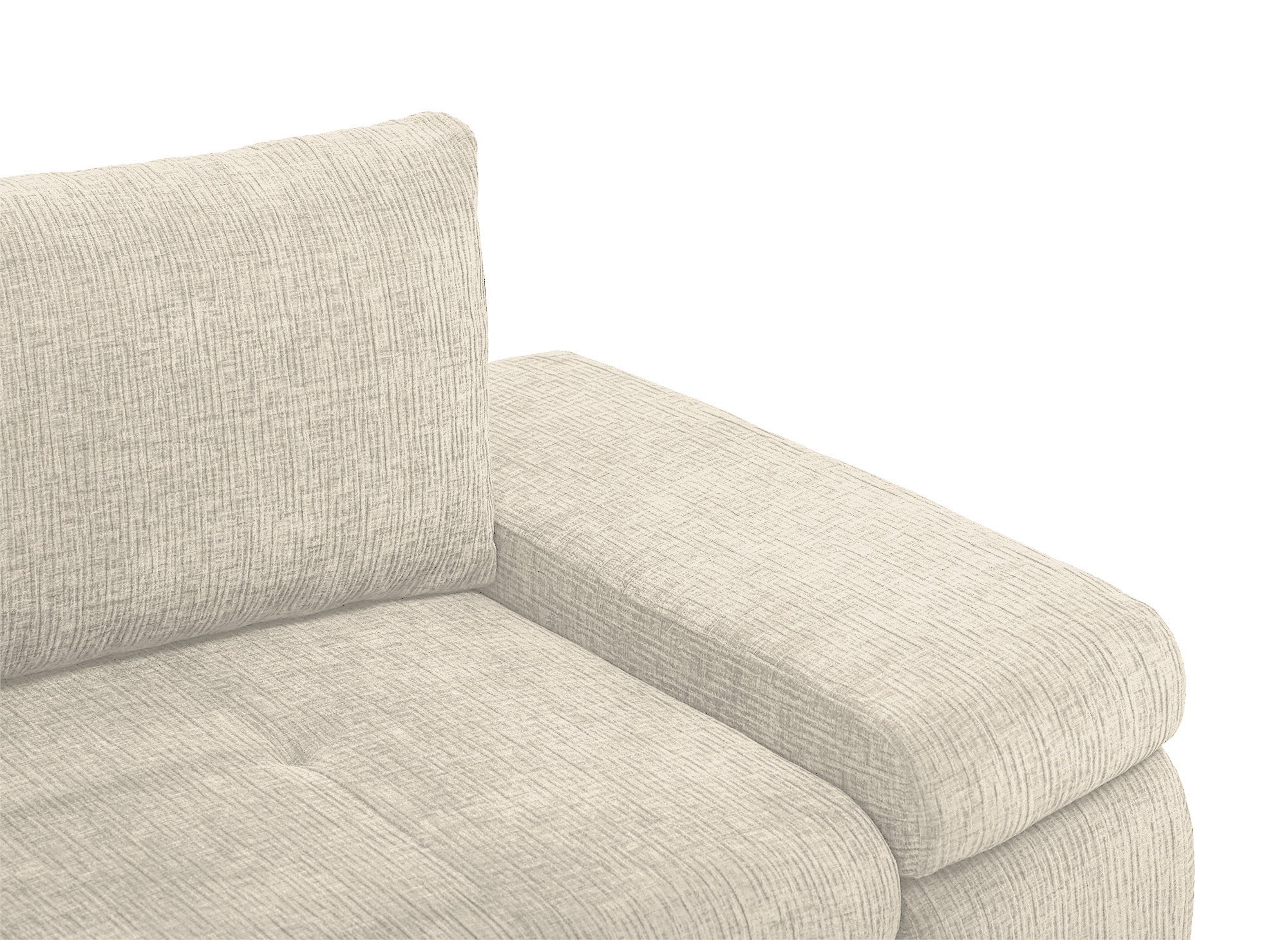 SOLEA Wende-Ecksofa mit Stauraum aus beige meliertem Samt