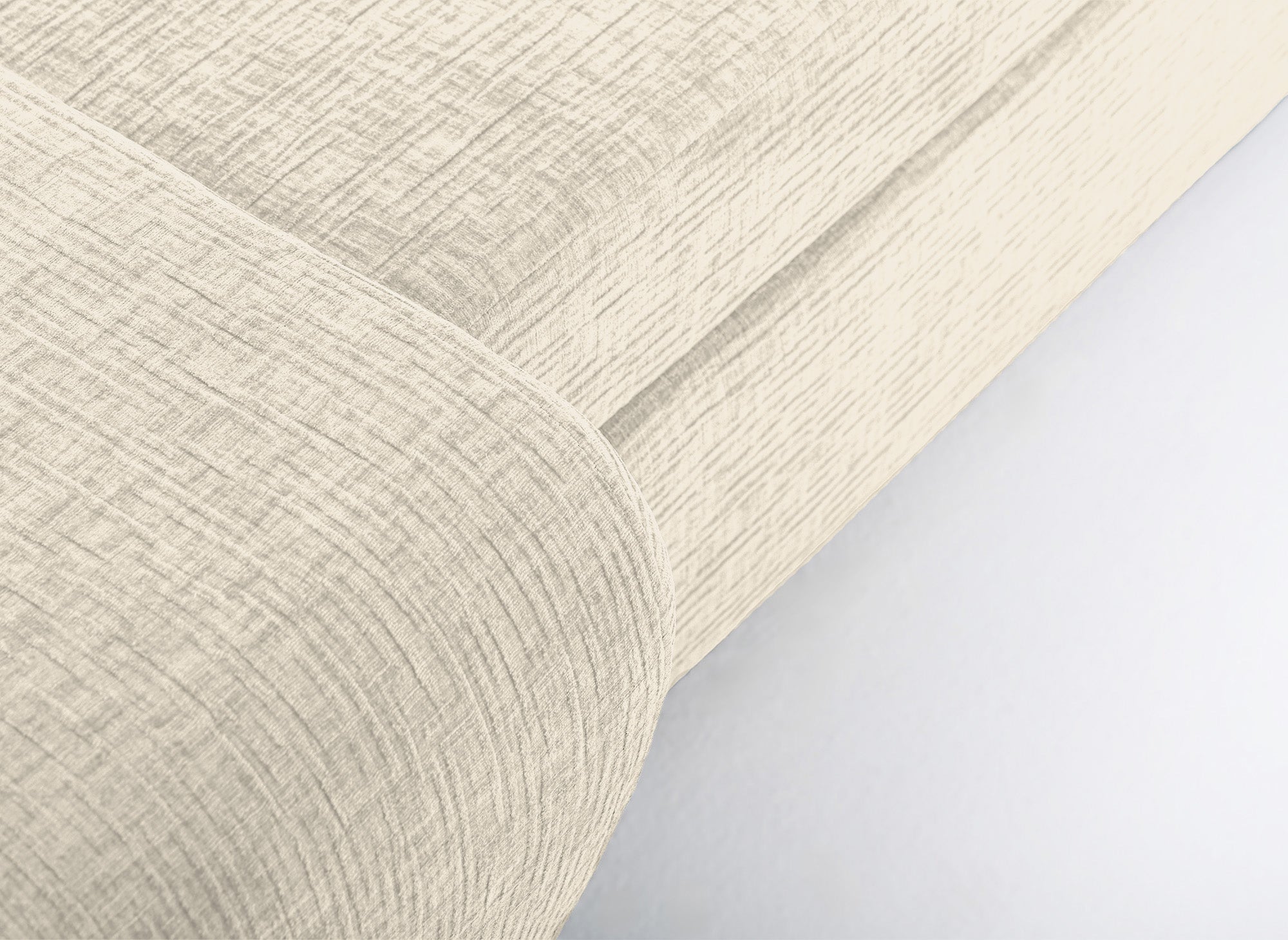 SOLEA Wende-Ecksofa mit Stauraum aus beige meliertem Samt
