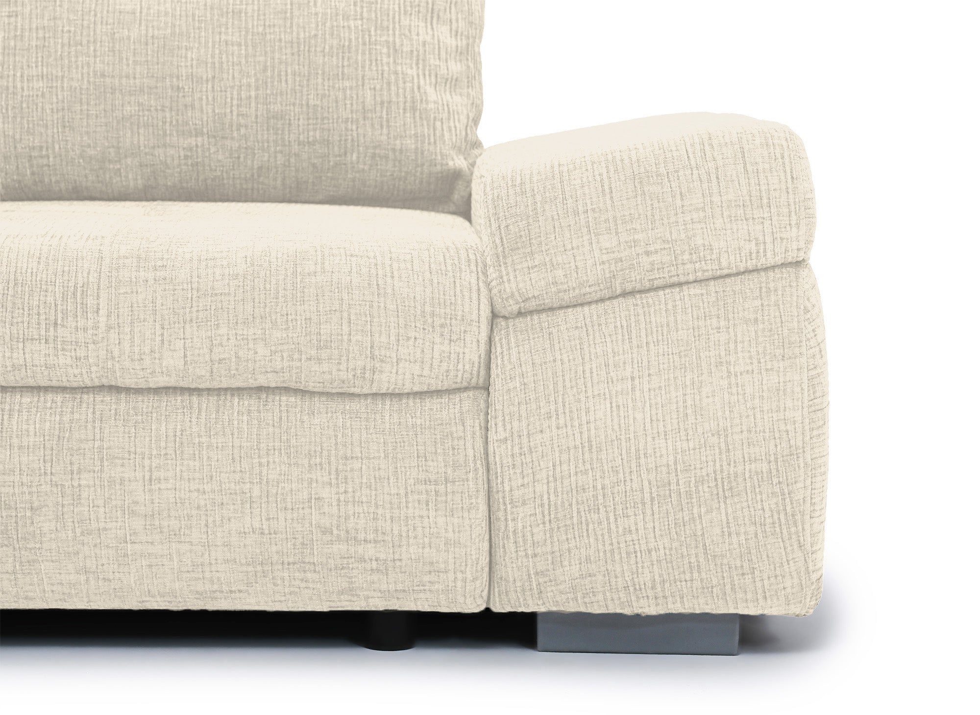 SOLEA Wende-Ecksofa mit Stauraum aus beige meliertem Samt