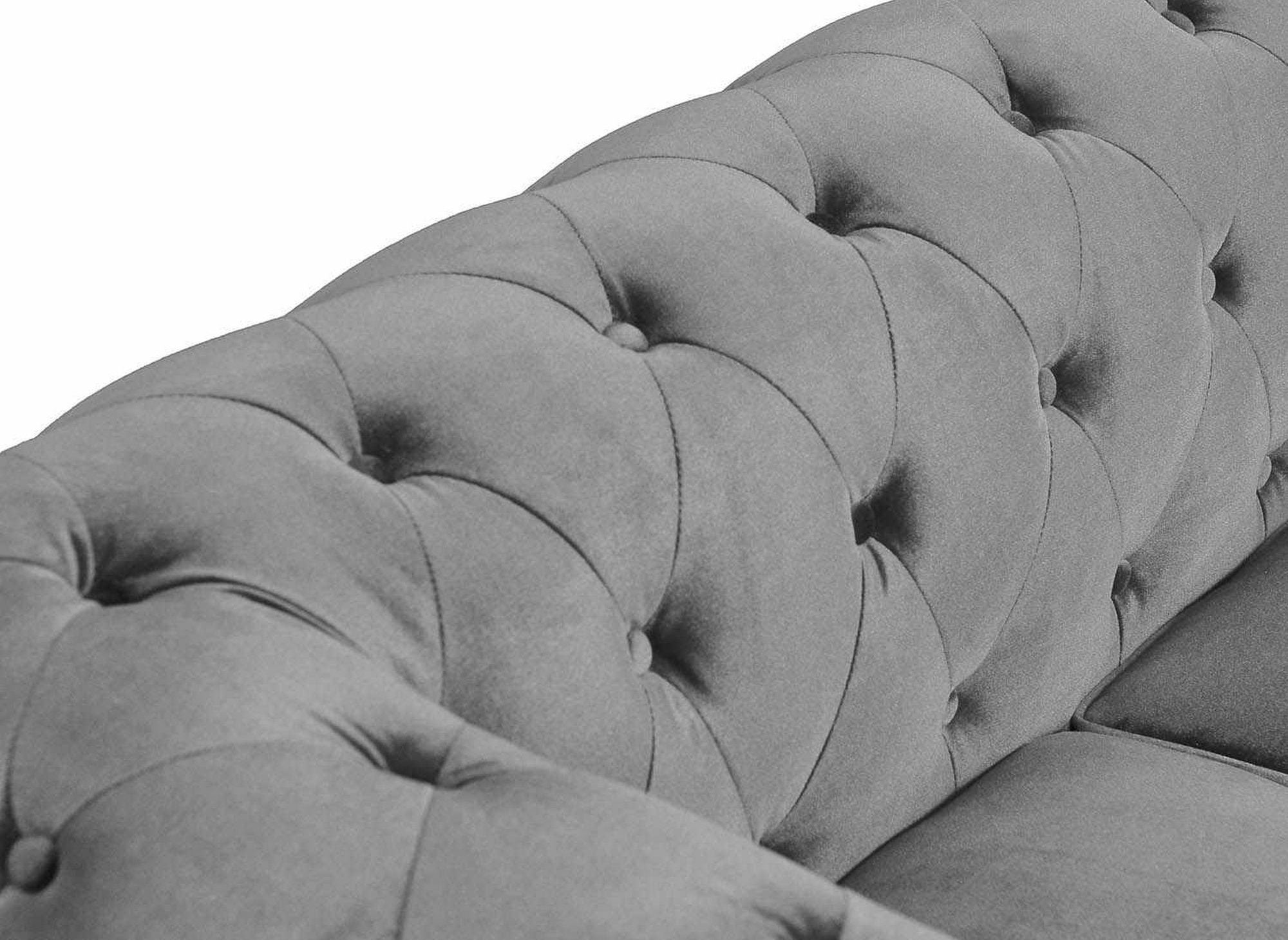 Chesterfield 3-Sitzer-Sofa aus grauem Samt