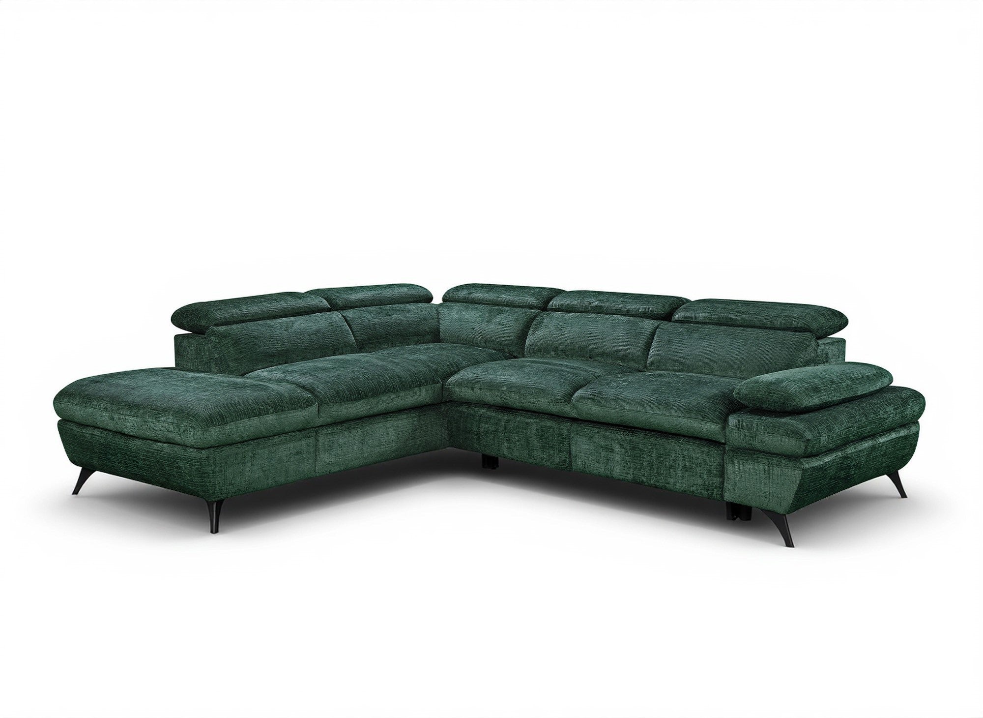 LUFY Ecksofa aus grün meliertem Samt mit Stauraum – Linke Ecke