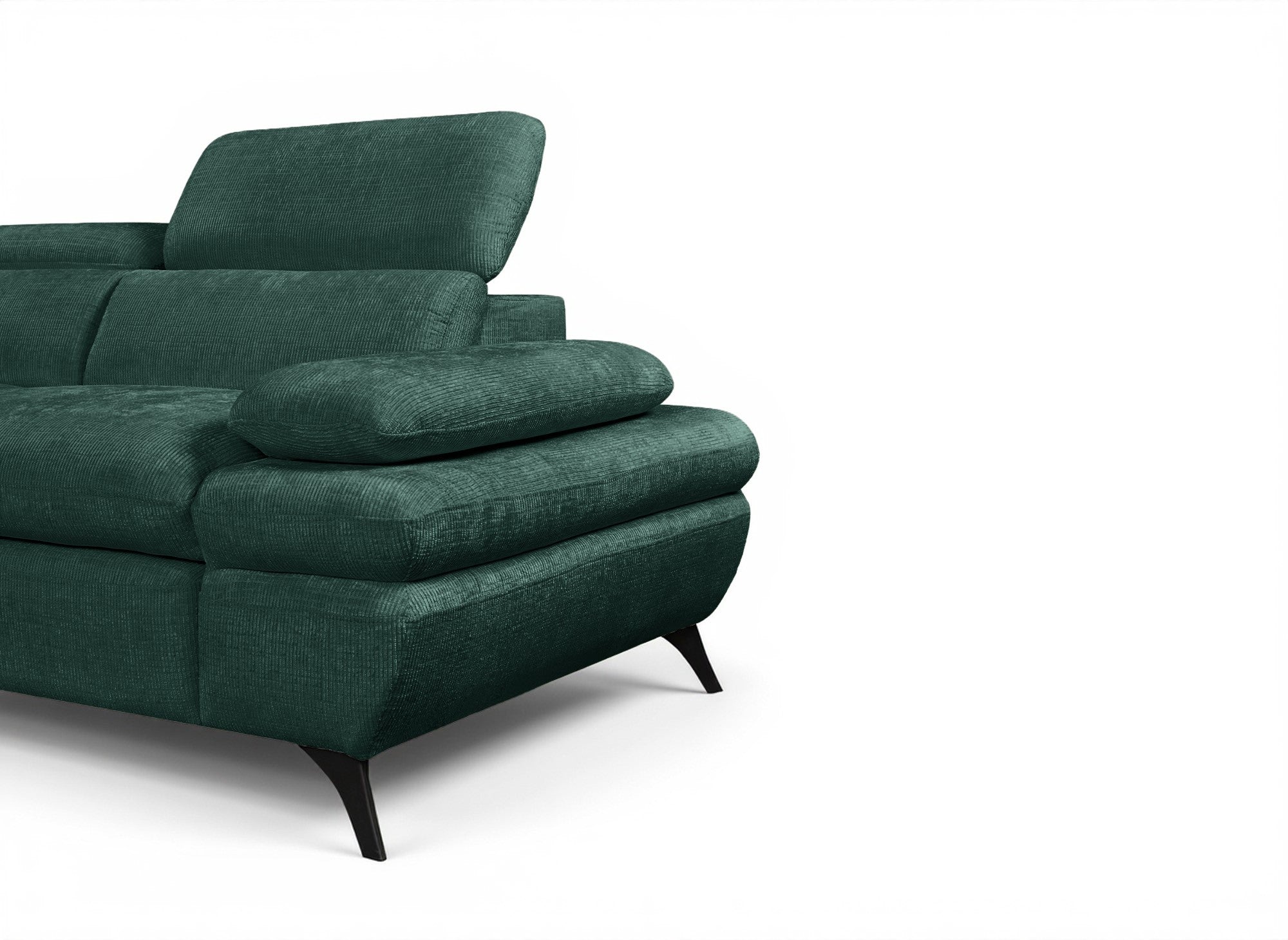 LUFY Ecksofa aus grün meliertem Samt mit Stauraum – Linke Ecke