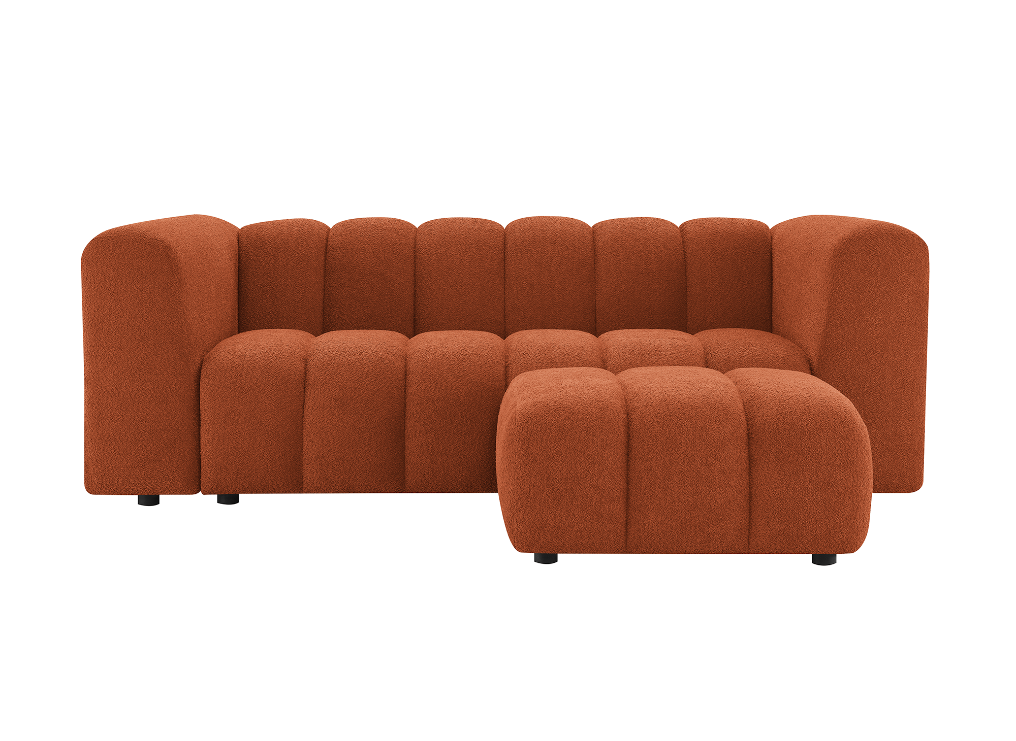 AELIS Terrakotta-Bouclé-Stoff-Hocker