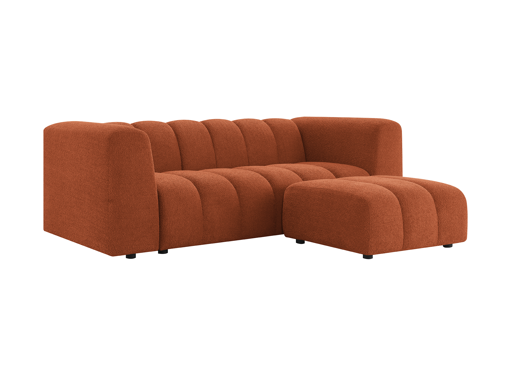 AELIS Terrakotta-Bouclé-Stoff-Hocker