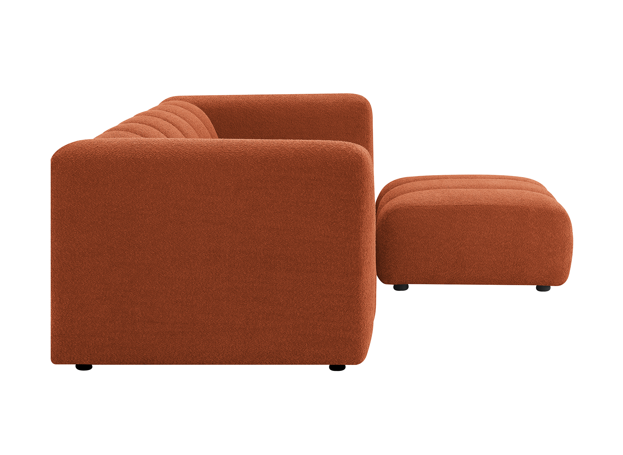AELIS Terrakotta-Bouclé-Stoff-Hocker
