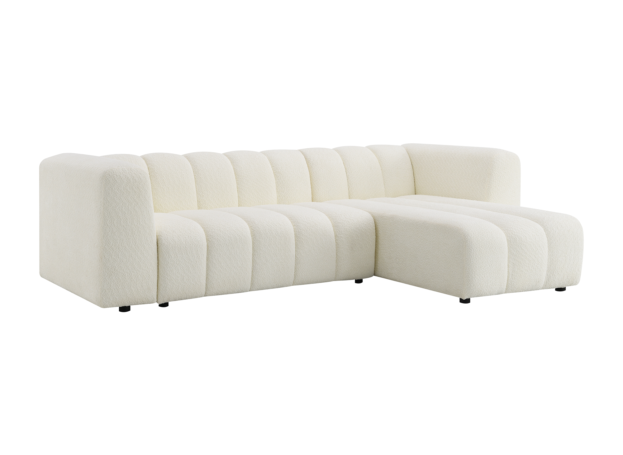 Wende-Ecksofa AELIS aus ecrufarbenem Bouclé-Stoff