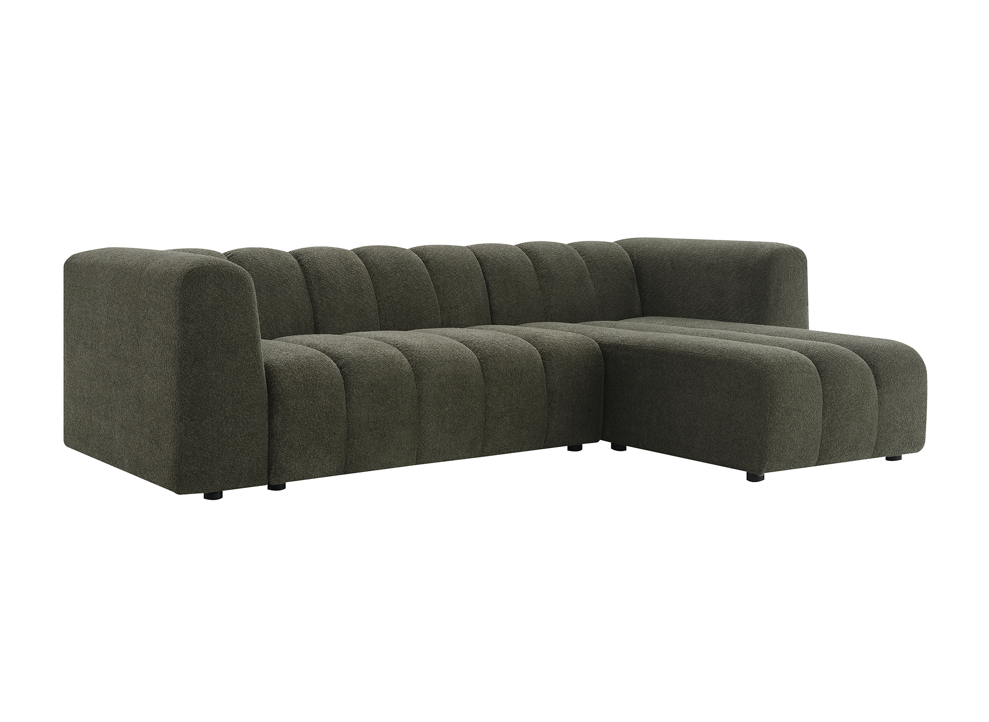Wende-Ecksofa AELIS aus grünem Bouclé-Stoff