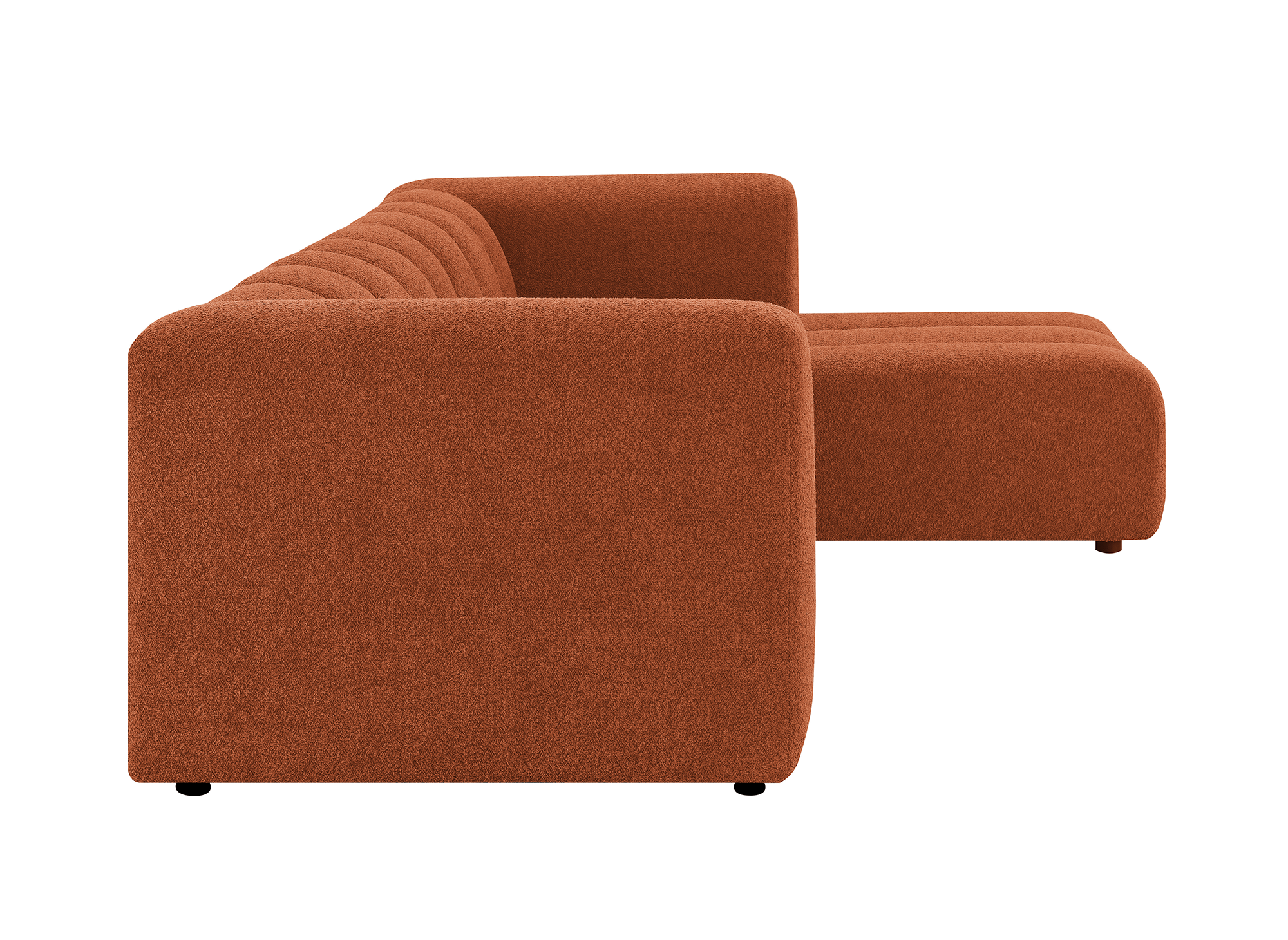 Wende-Ecksofa AELIS aus Terrakotta-Bouclé-Stoff