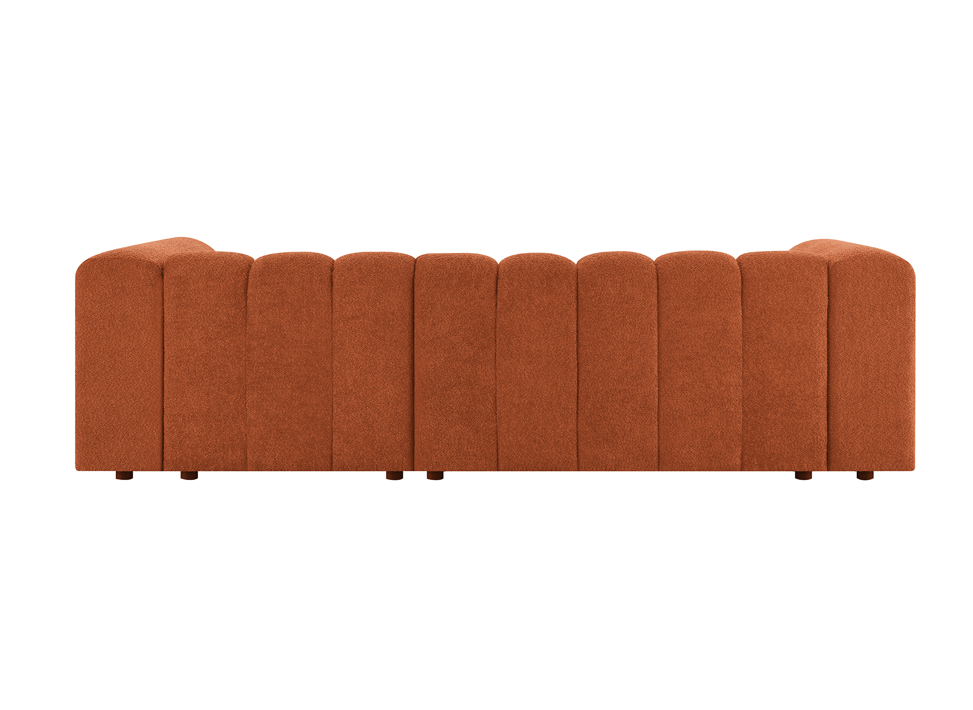 Wende-Ecksofa AELIS aus Terrakotta-Bouclé-Stoff