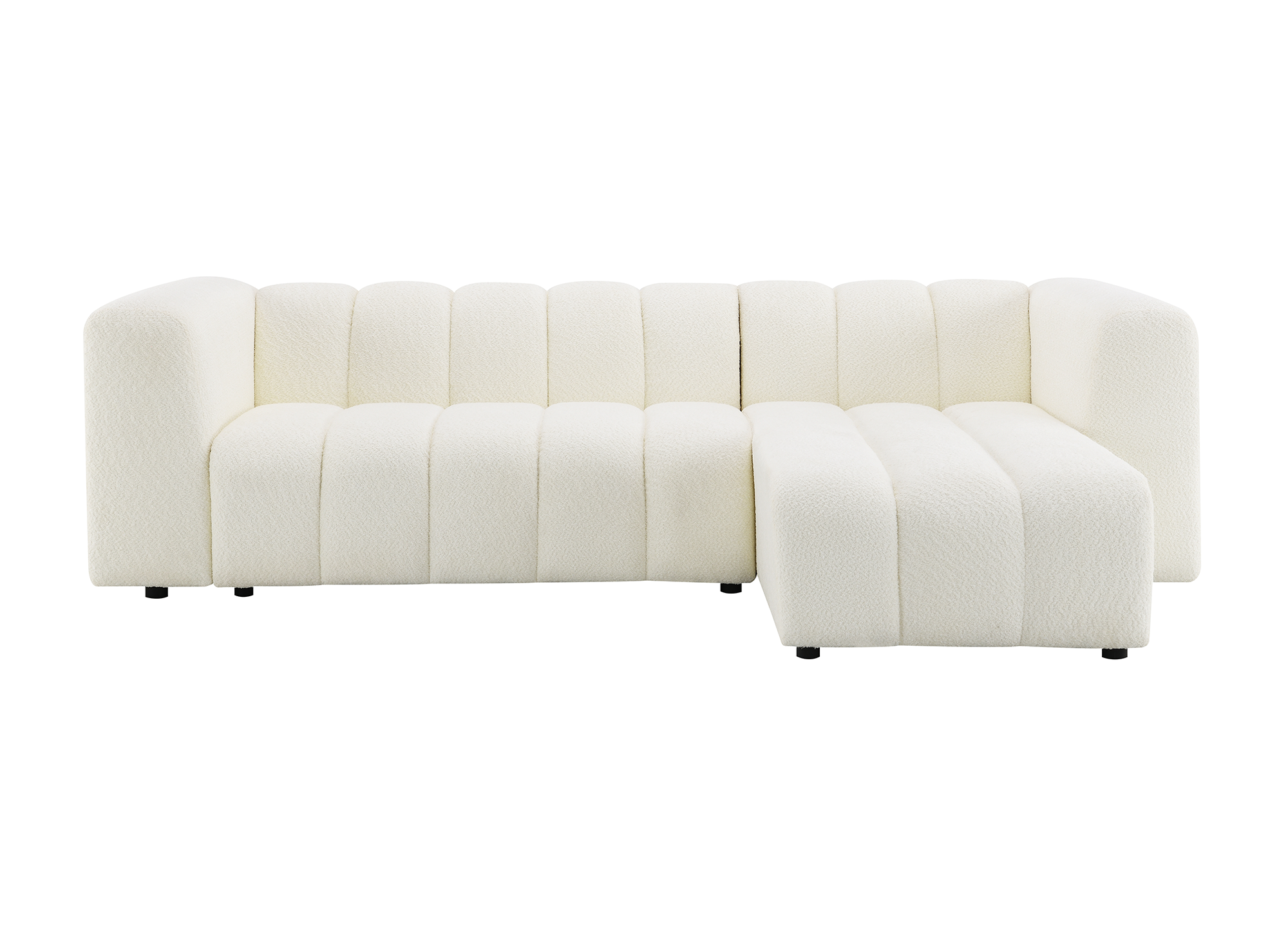 Wende-Ecksofa AELIS aus ecrufarbenem Bouclé-Stoff