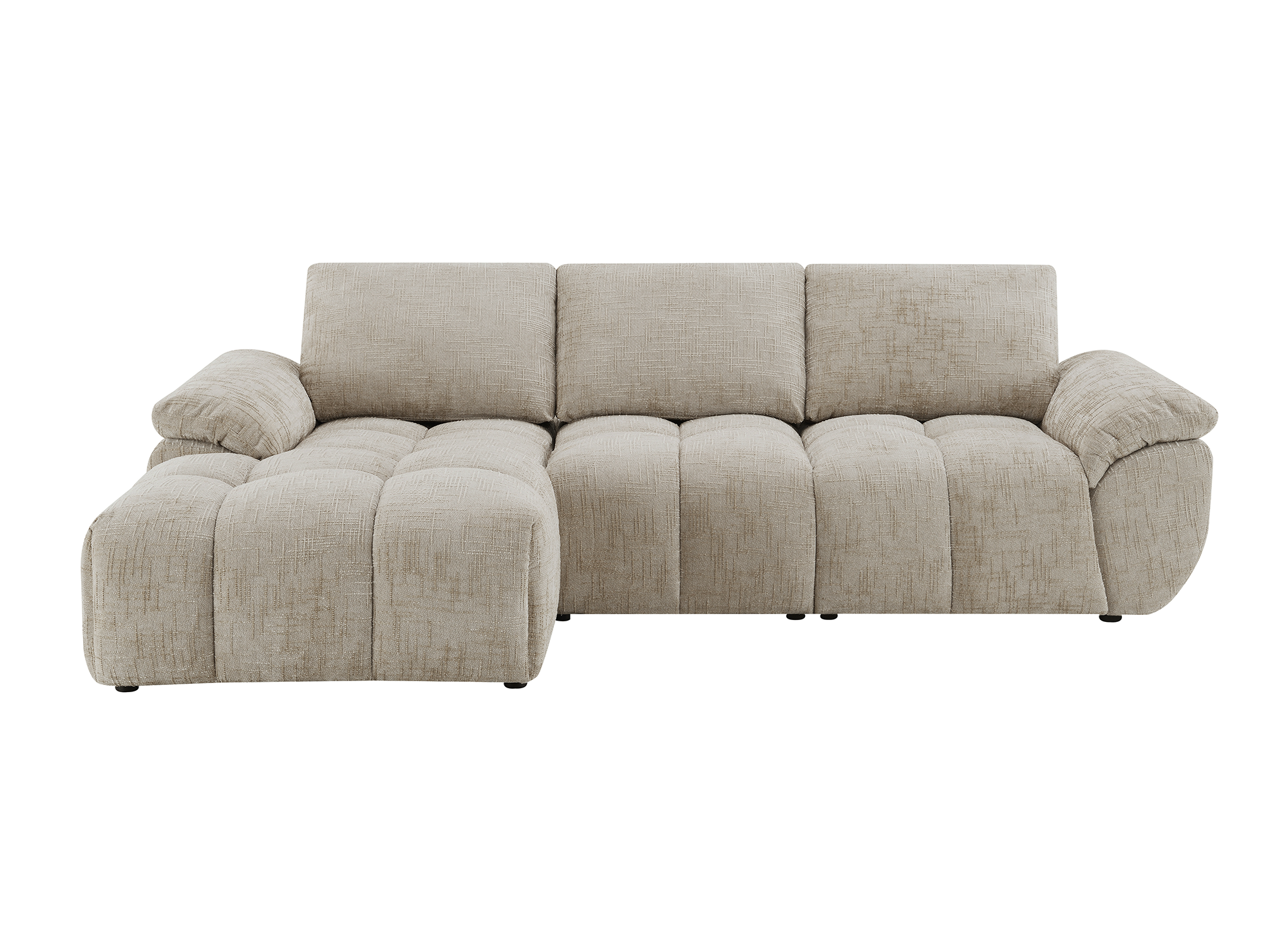 Elektrisches Relax-Ecksofa aus taupefarbenem meliertem Samt ALPES - Linke Ecke