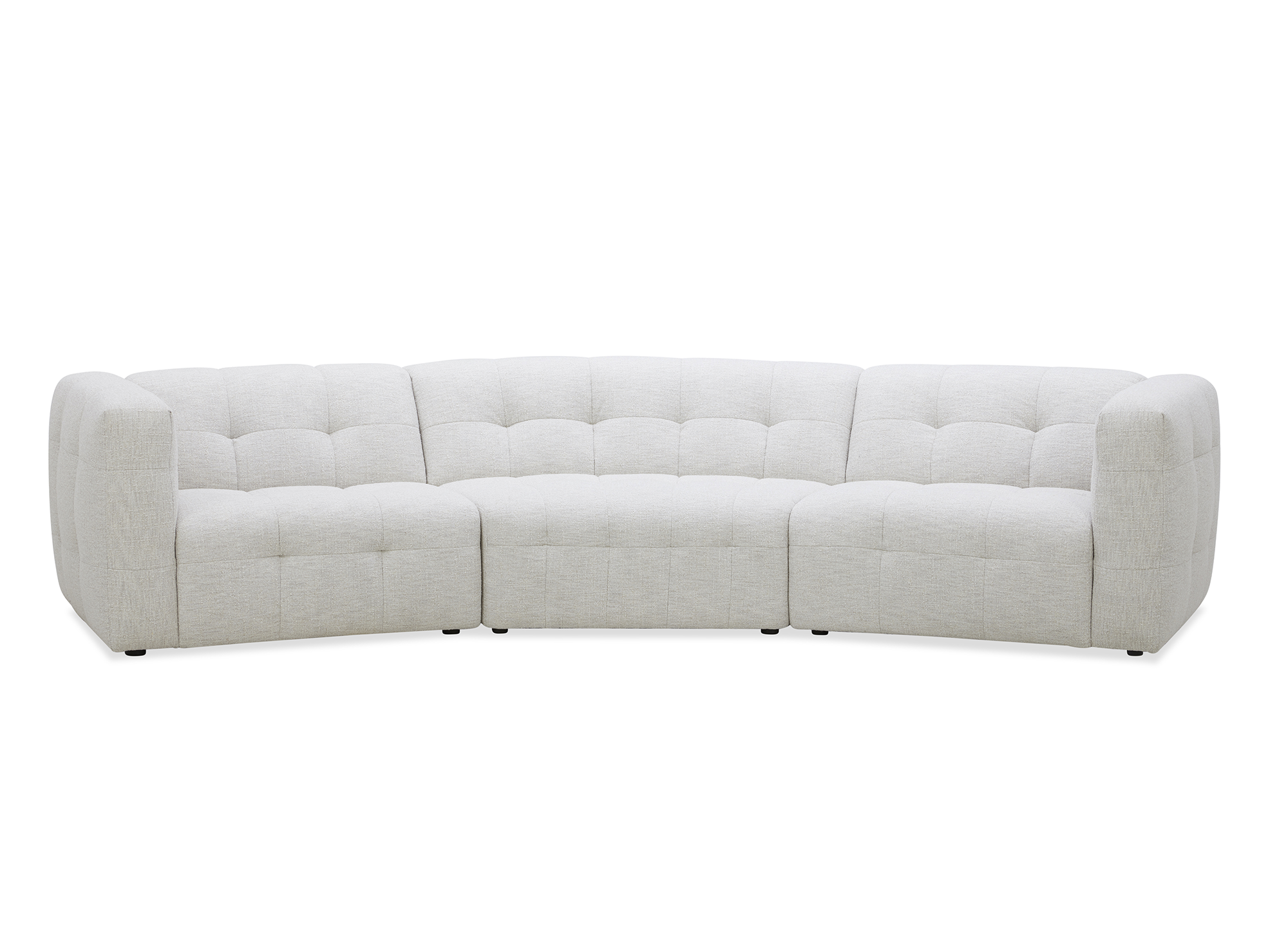 ARELIA 5-Sitzer-Sofa mit fester, gerader Form in beigefarbenem, strukturiertem Samt