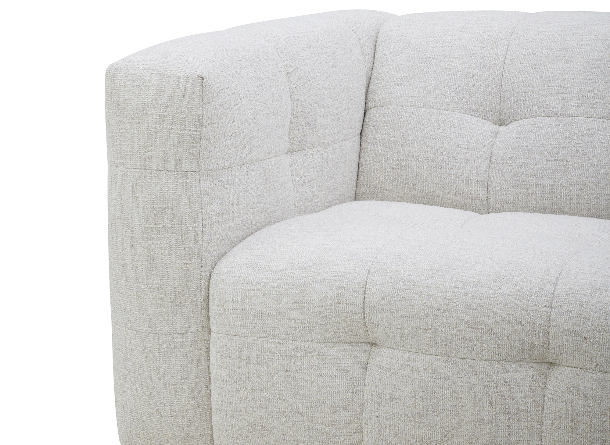 ARELIA 5-Sitzer-Sofa mit fester, gerader Form in beigefarbenem, strukturiertem Samt