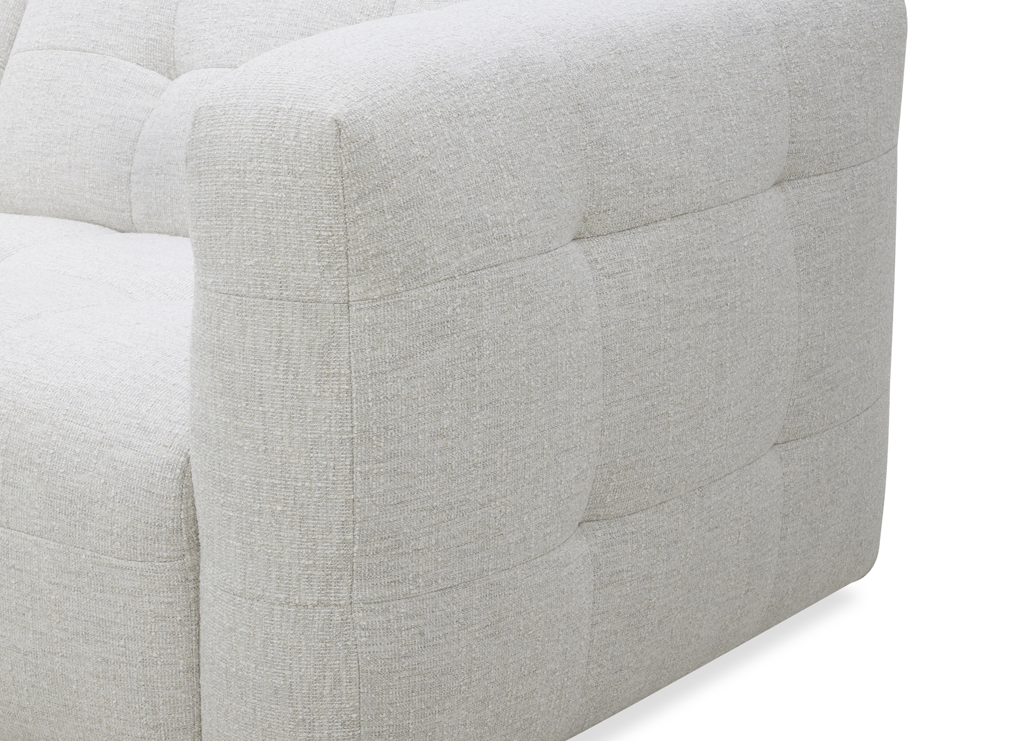 ARELIA 5-Sitzer-Sofa mit fester, gerader Form in beigefarbenem, strukturiertem Samt