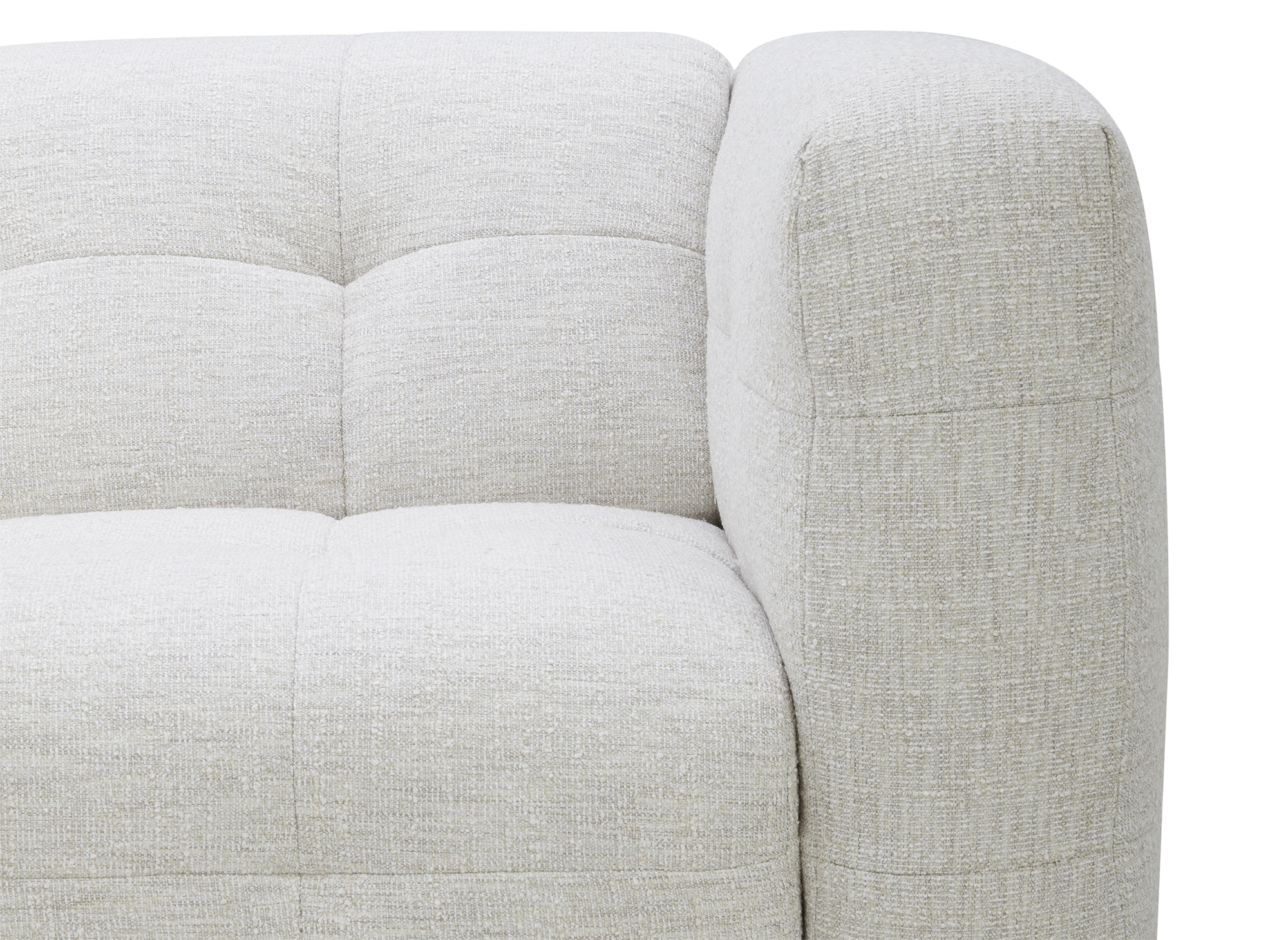 ARELIA 5-Sitzer-Sofa mit fester, gerader Form in beigefarbenem, strukturiertem Samt