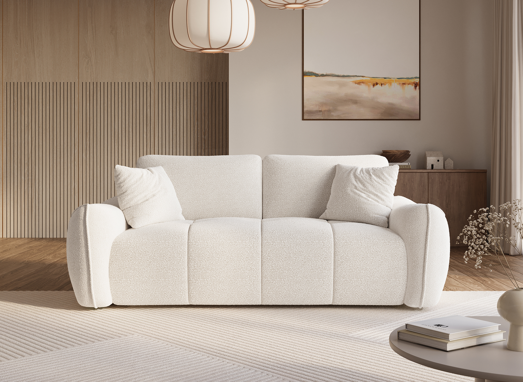 EZRA 3-Sitzer-Sofa aus beigem Bouclé-Stoff