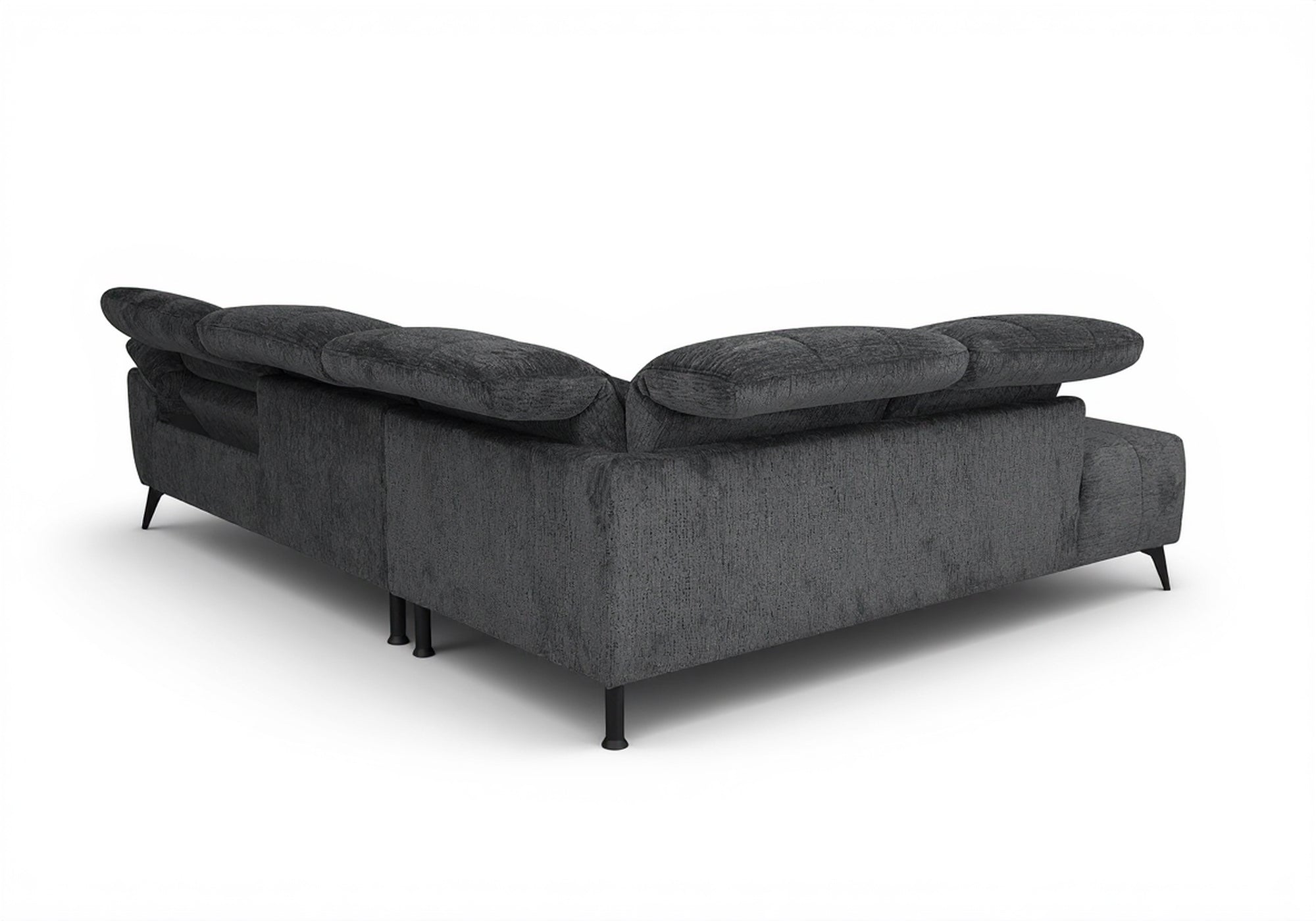 SOLINA Ecksofa mit elektrischer Verstellung aus grau meliertem Samt – Linke Ecke