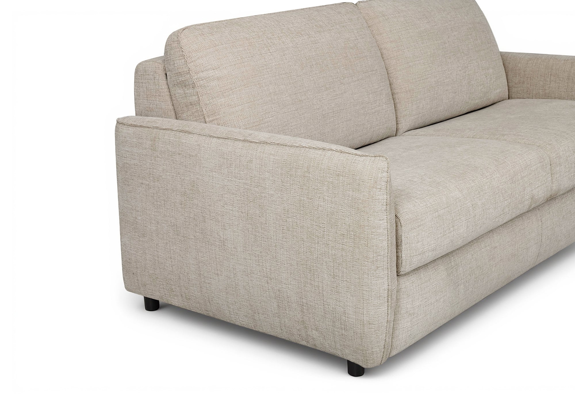 CHIARA 3-Sitzer-Express-Schlafsofa in beigefarbenem, strukturiertem Samt