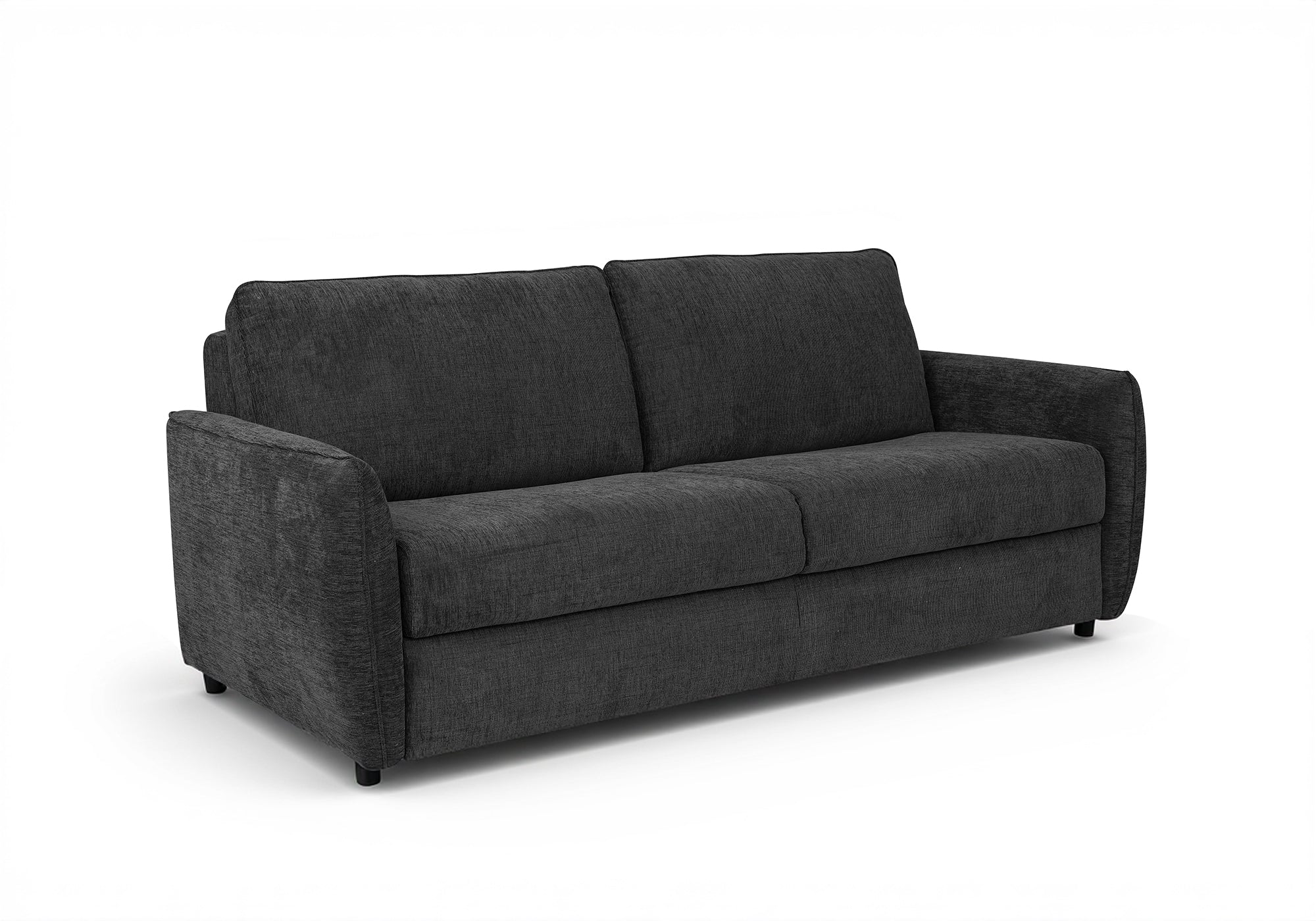 CHIARA 3-Sitzer-Express-Schlafsofa in dunkelgrauem, strukturiertem Samt