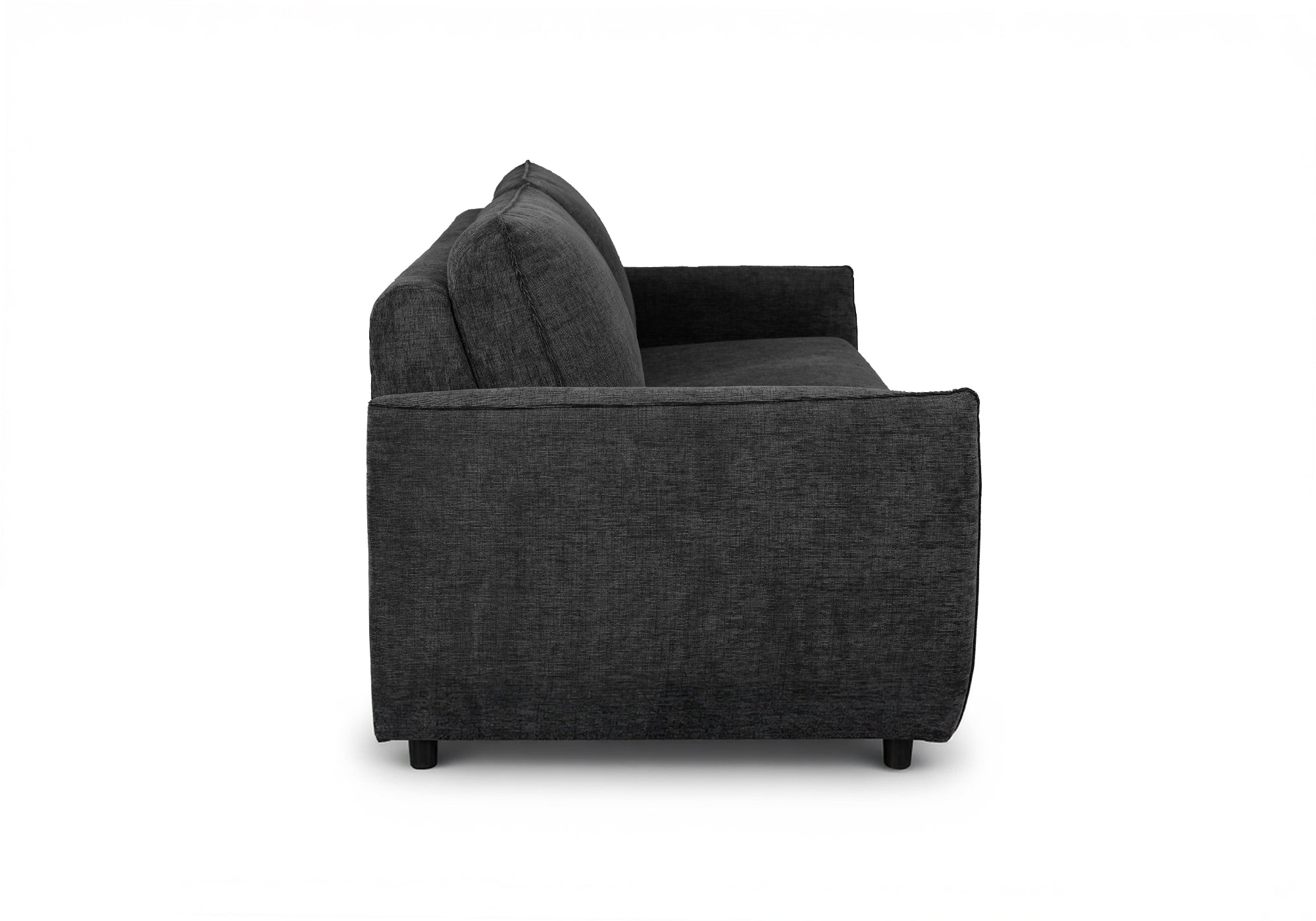 CHIARA 3-Sitzer-Express-Schlafsofa in dunkelgrauem, strukturiertem Samt