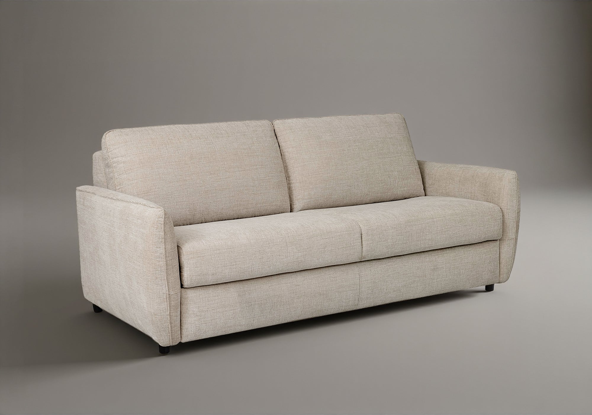 CHIARA 3-Sitzer-Schlafsofa aus strukturiertem beigefarbenem Samt