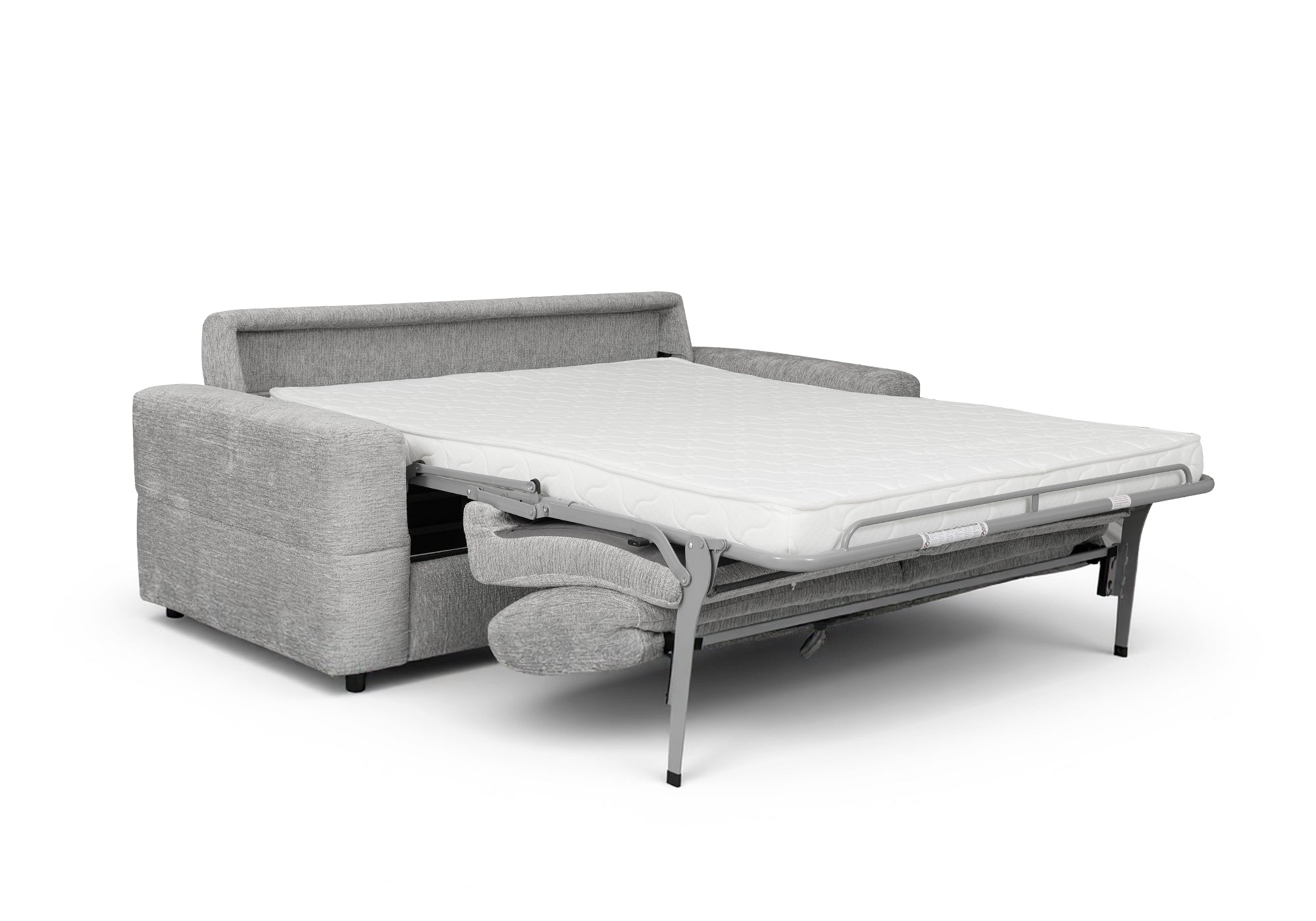 AMAURY 3-Sitzer Express-Schlafsofa in hellgrau meliertem Samt