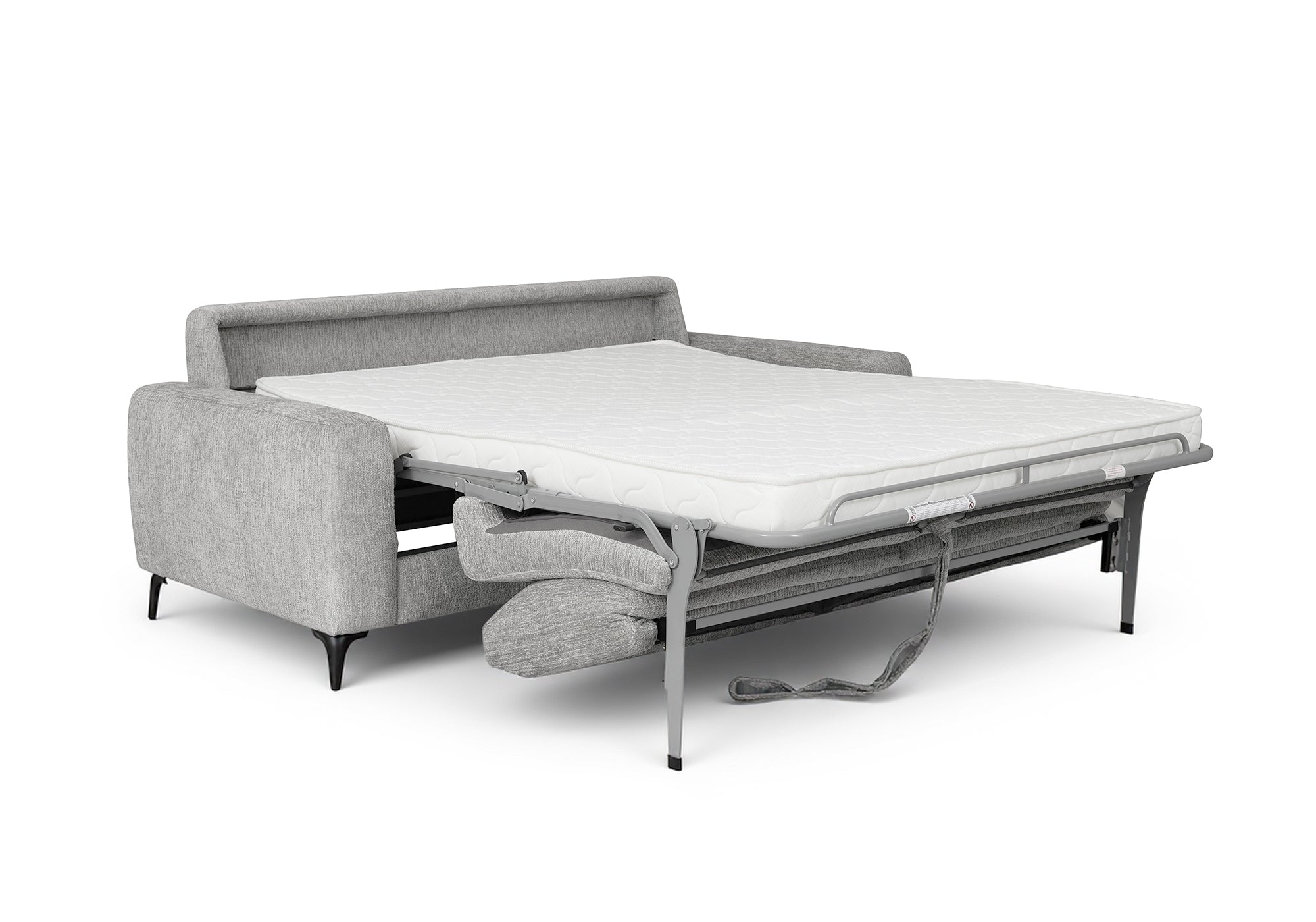 NONA 3-Sitzer-Schlafsofa aus hellgrau meliertem Samt