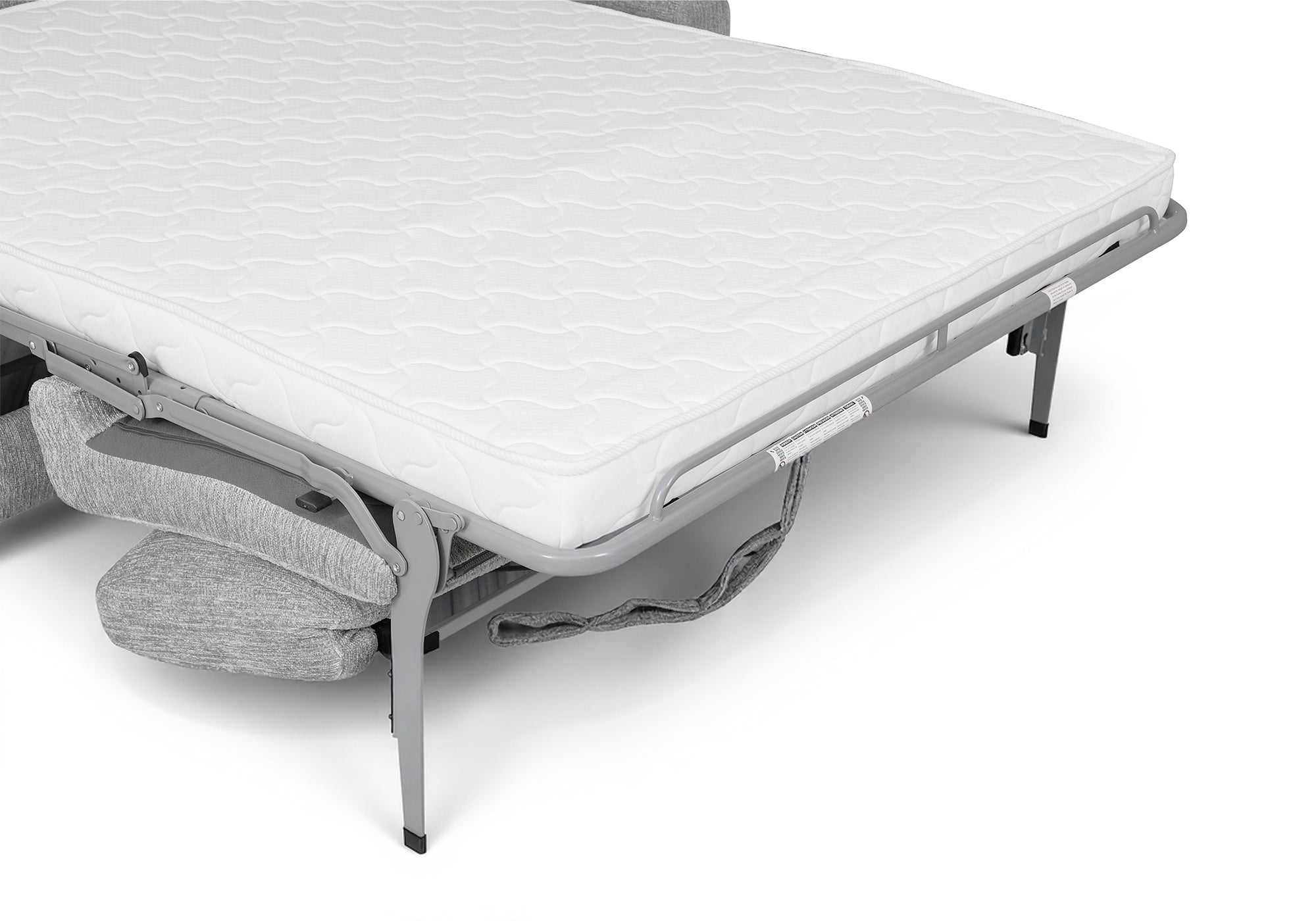 NONA 3-Sitzer-Express-Schlafsofa in hellgrau meliertem Samt