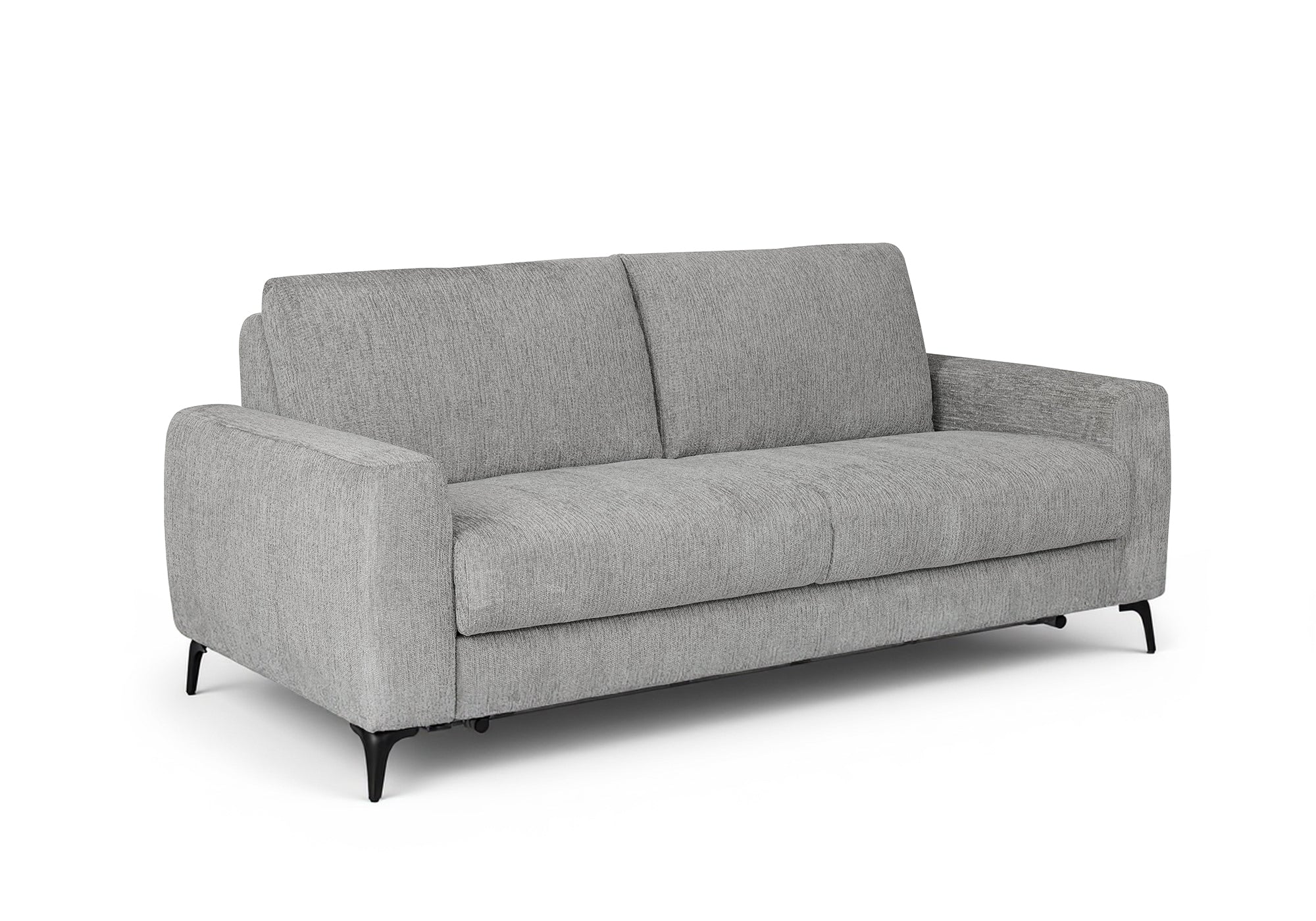 NONA 3-Sitzer-Express-Schlafsofa in hellgrau meliertem Samt